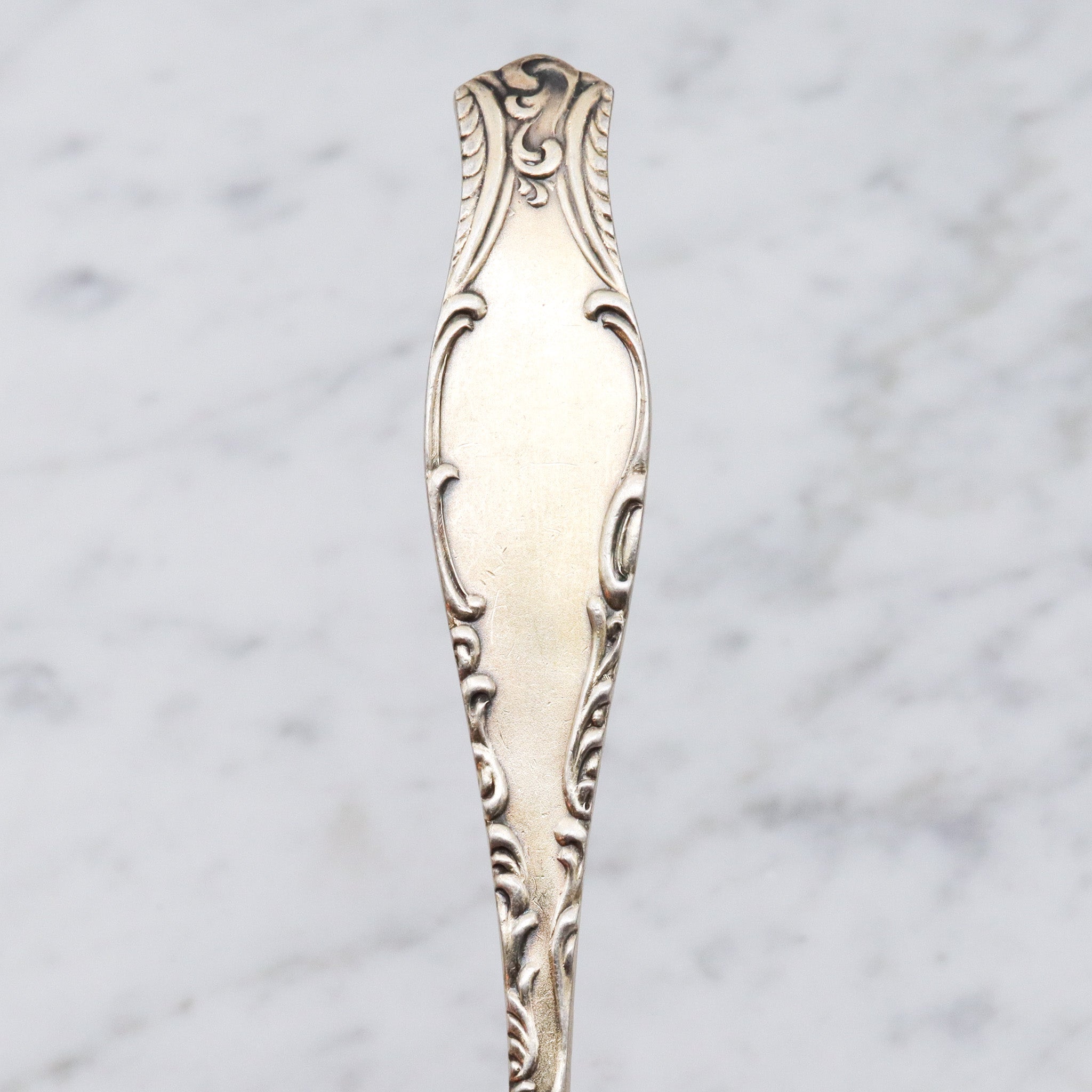 Antique Towle gilt sterling orleans pattern enamel souvenir spoon "St. Johns, Michigan"