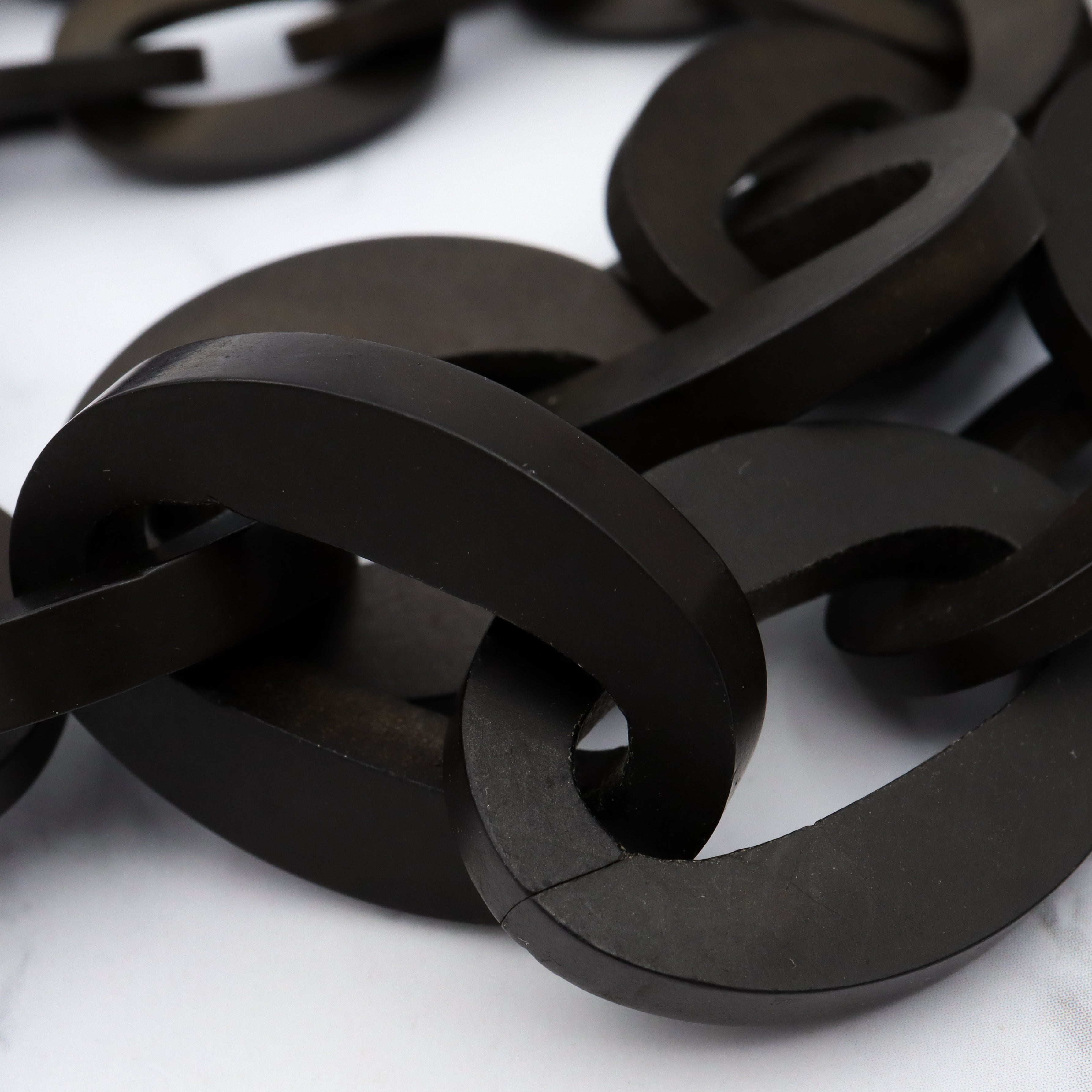 Antique Victorian gutta percha large link necklace with gold overlay