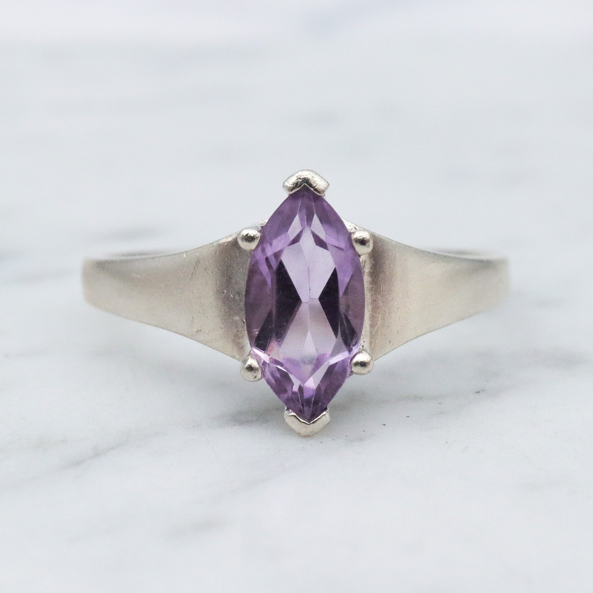 Retro sterling silver amethyst ring, sz 9