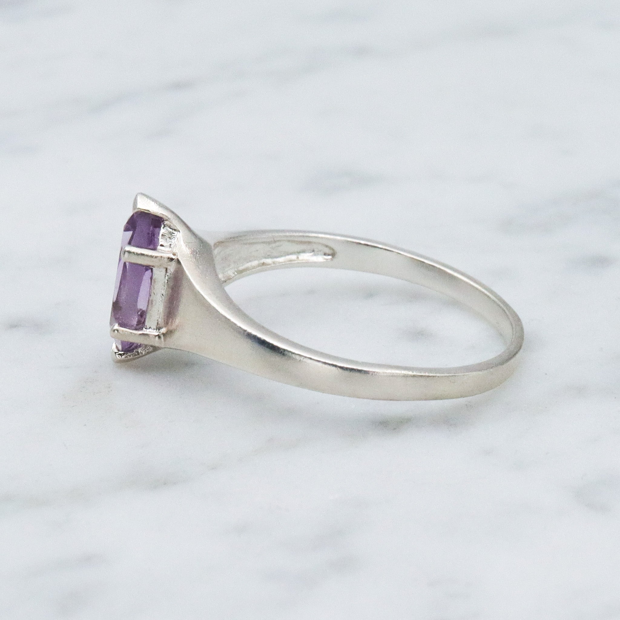 Retro sterling silver amethyst ring, sz 9