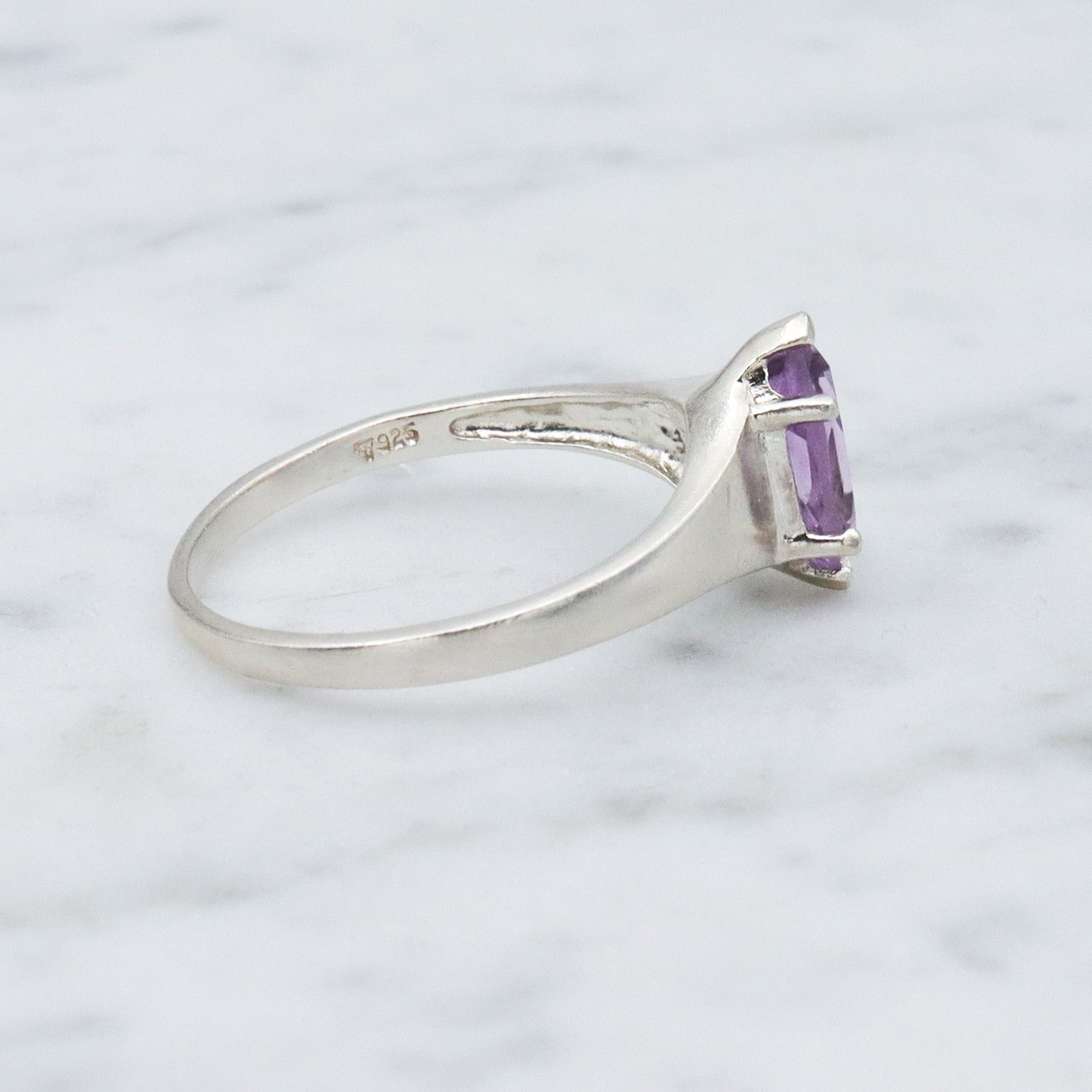Retro sterling silver amethyst ring, sz 9