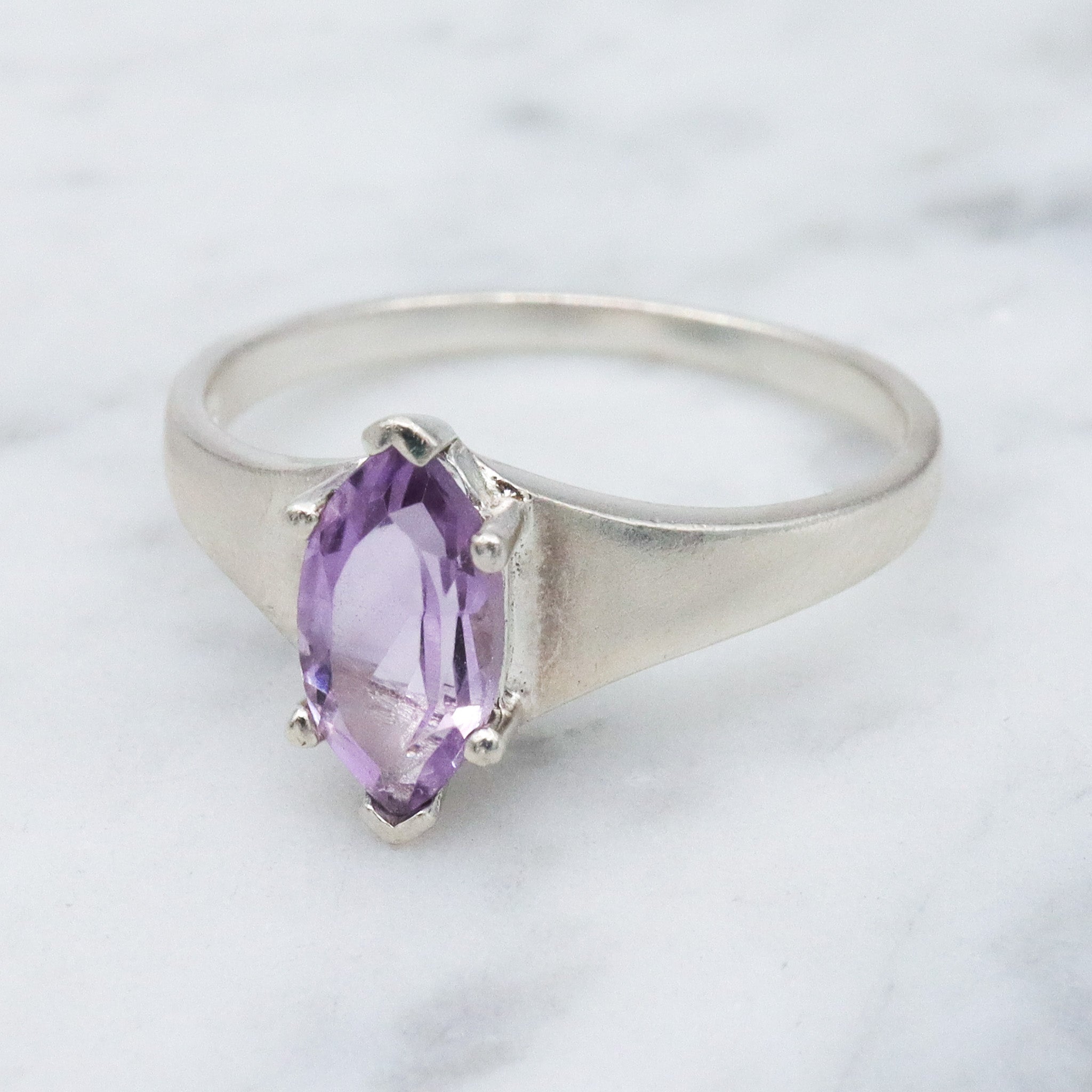 Retro sterling silver amethyst ring, sz 9