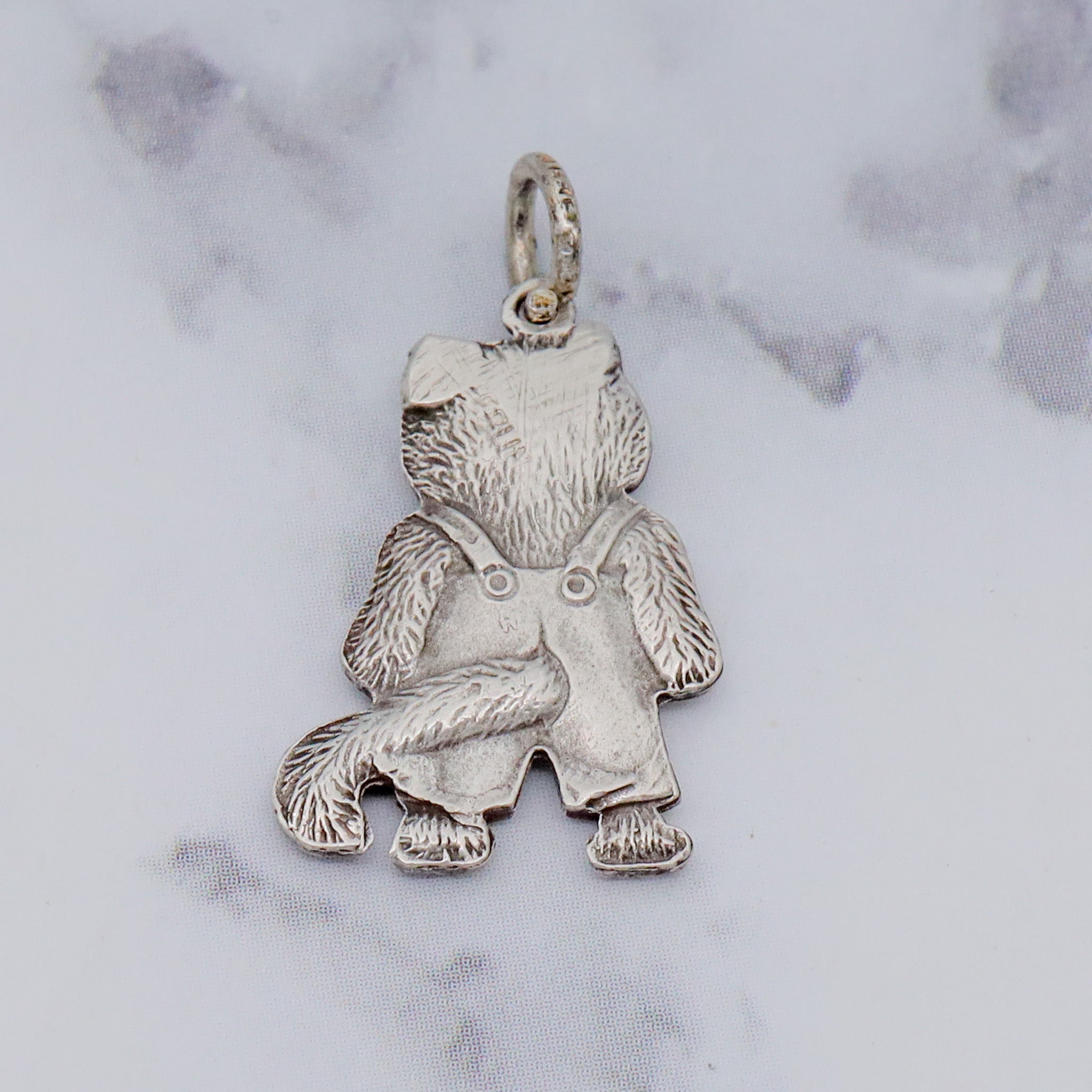 Vintage sterling double sided cat charm