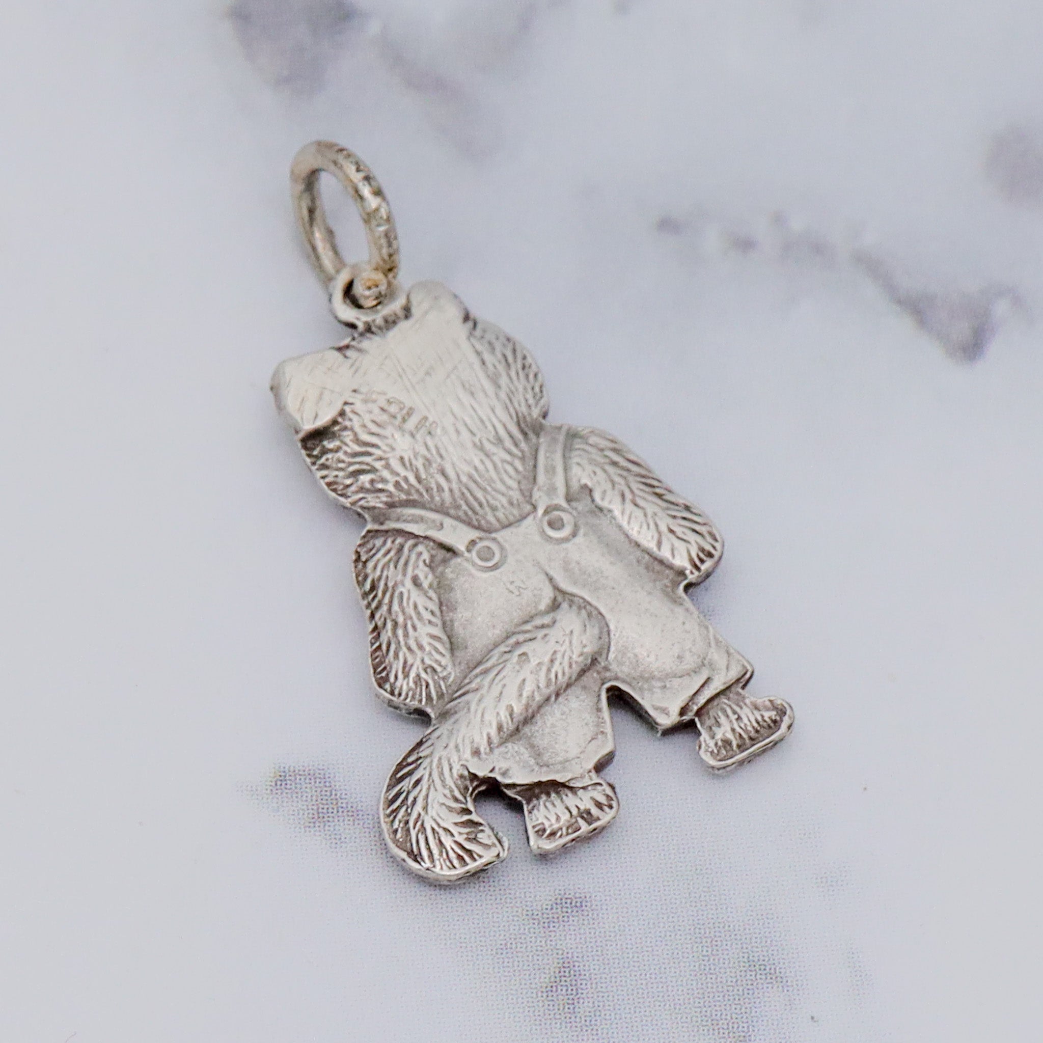 Vintage sterling double sided cat charm