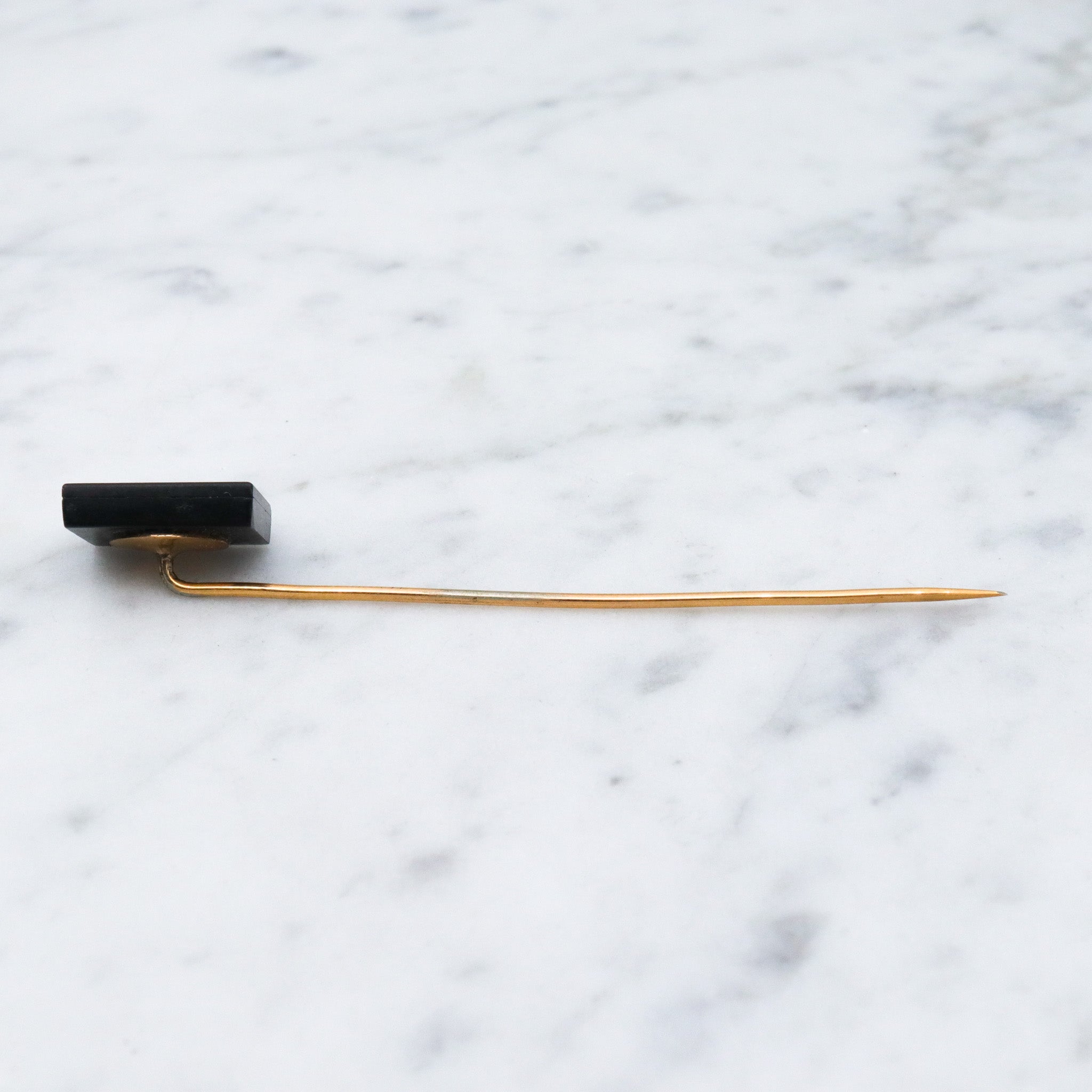 Antique Victorian gold filled Italian pietra dura plaque stick pin