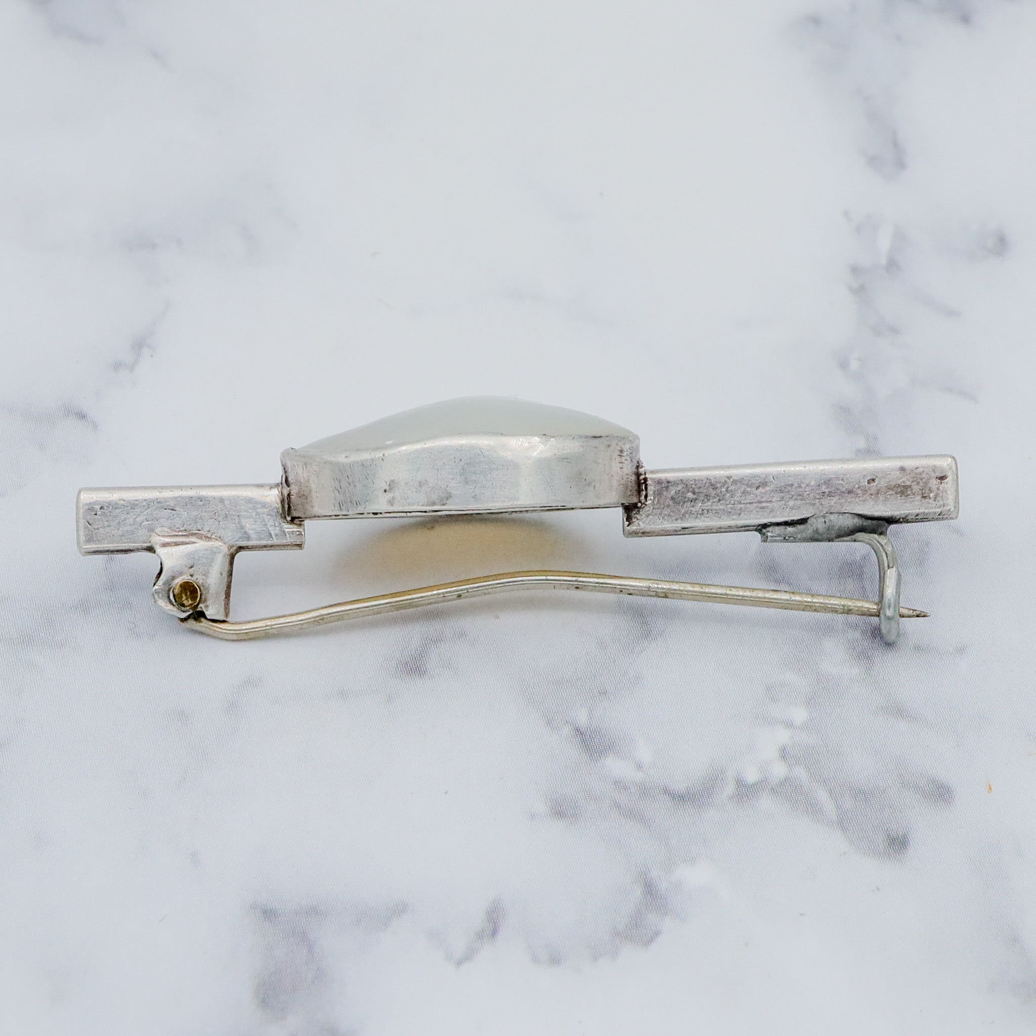 Antique Art Deco sterling & mabe pearl brooch