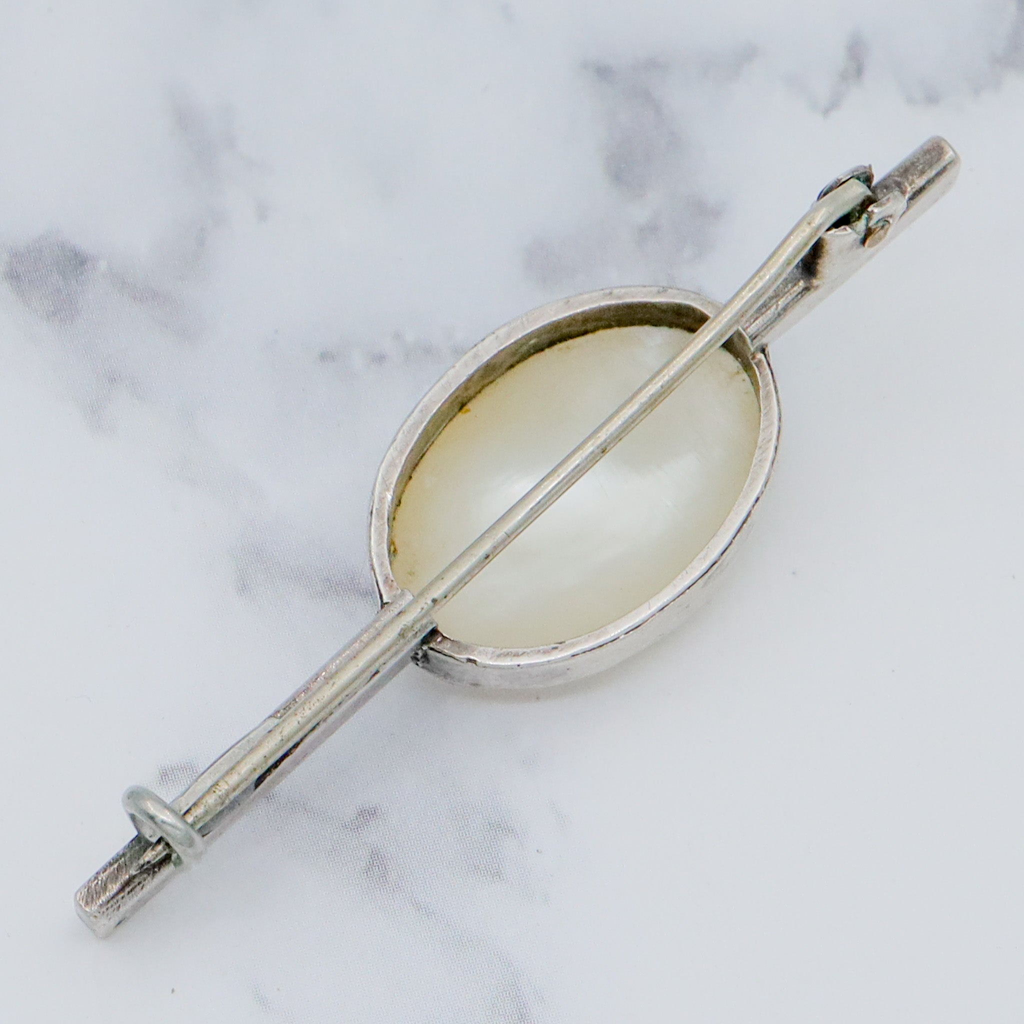 Antique Art Deco sterling & mabe pearl brooch