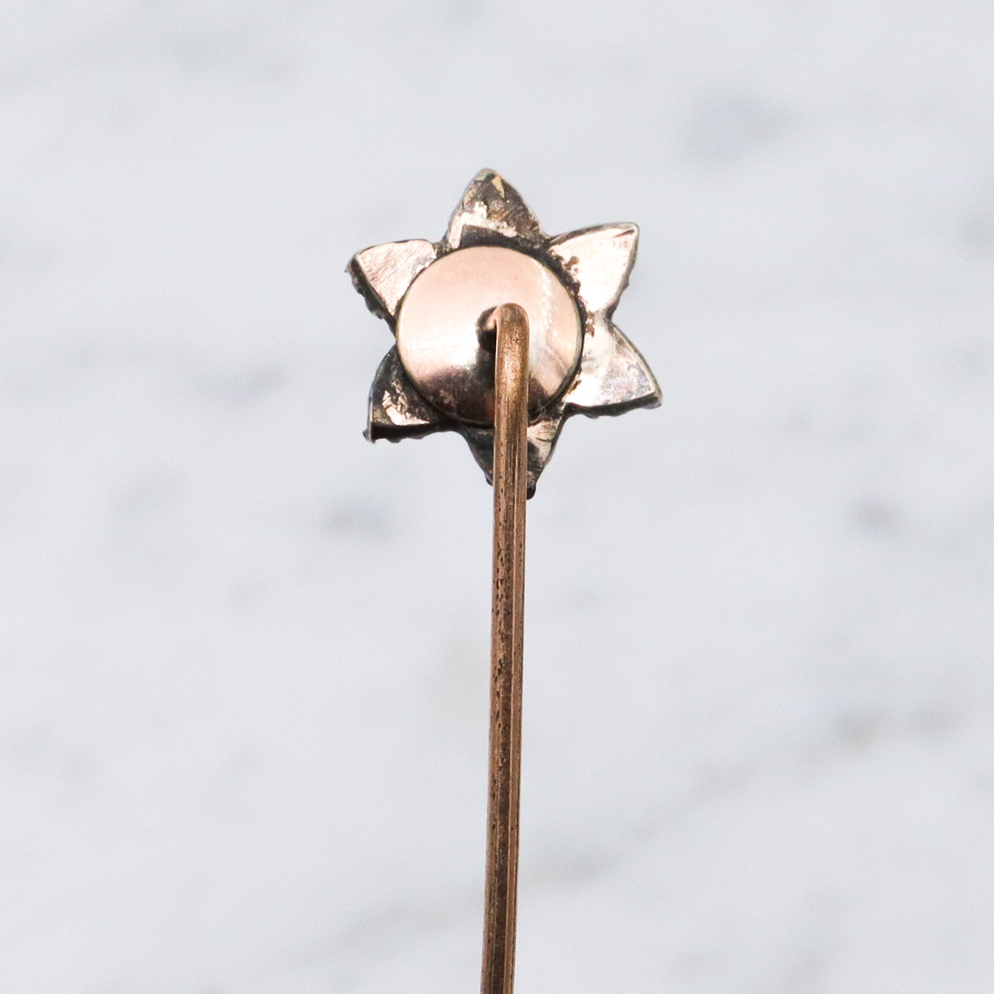 Antique Victorian gold filled Bohemian rose cut garnet flower stick pin