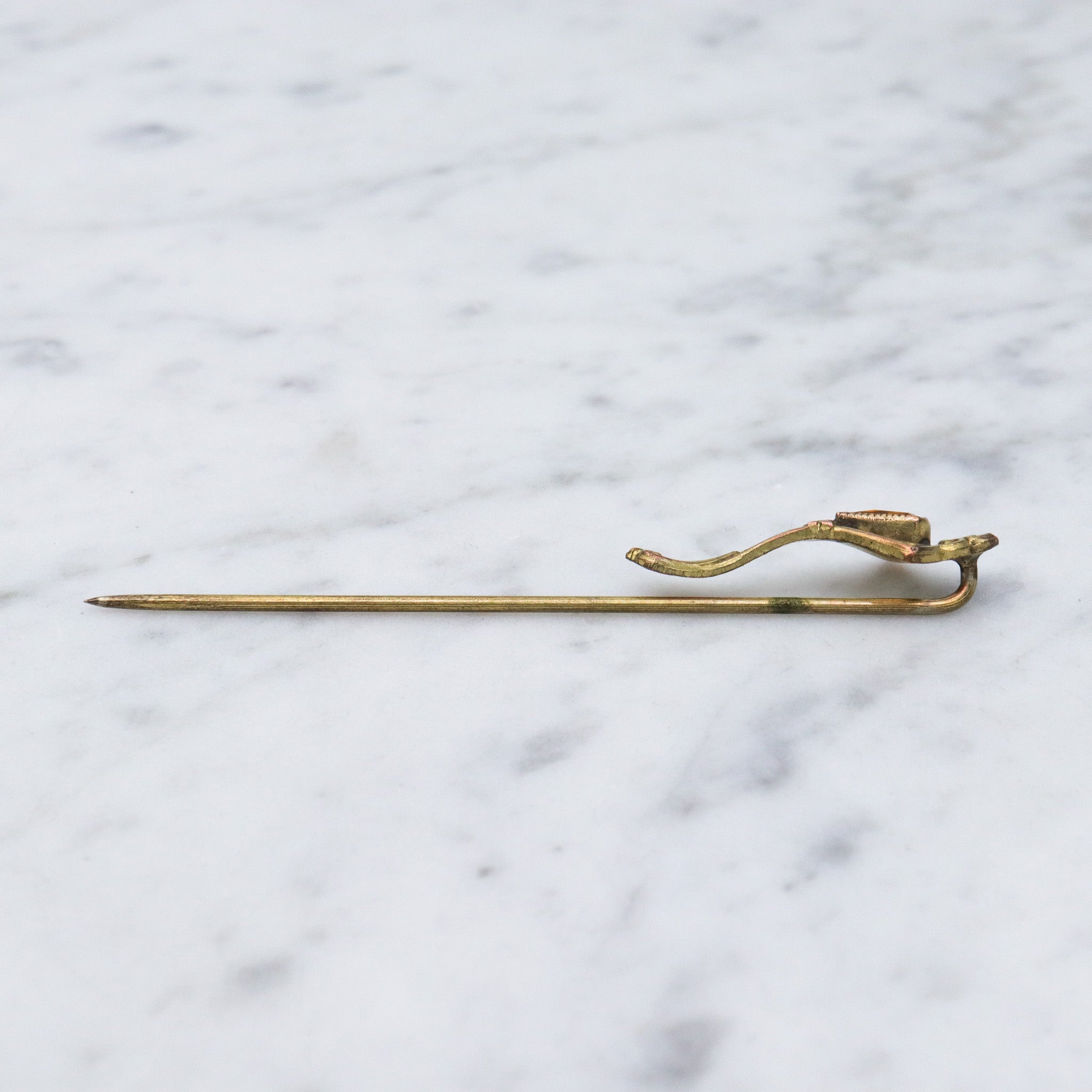 Antique Art Deco gilt metal faux citrine stick pin