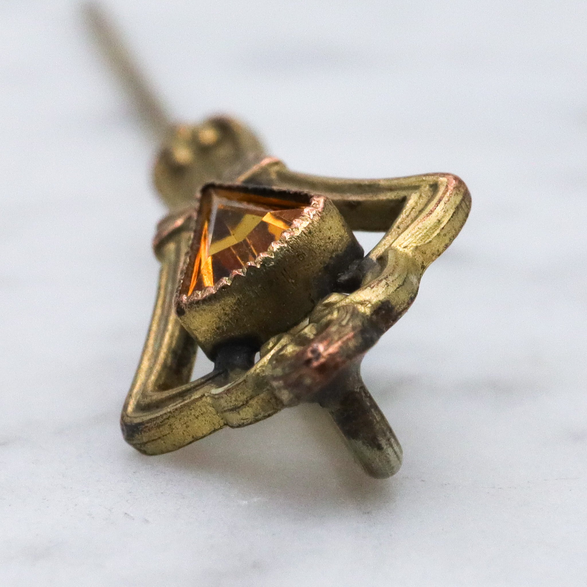 Antique Art Deco gilt metal faux citrine stick pin