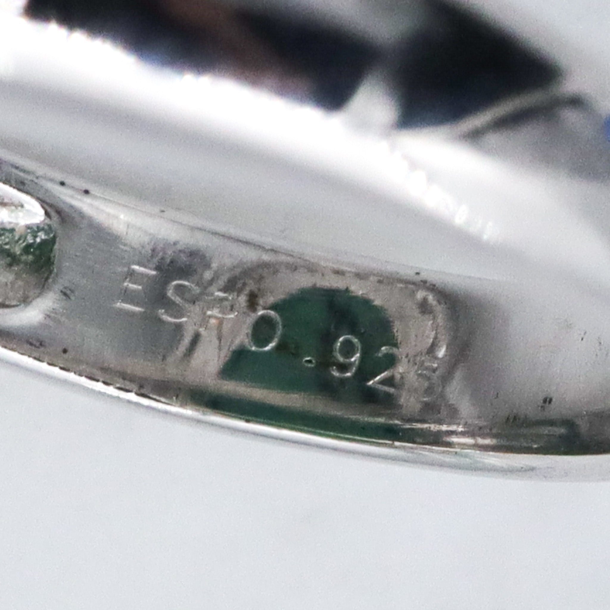 Vintage Joseph Esposito ESPO sterling silver green turquoise with cubic zirconia halo ring, sz 6