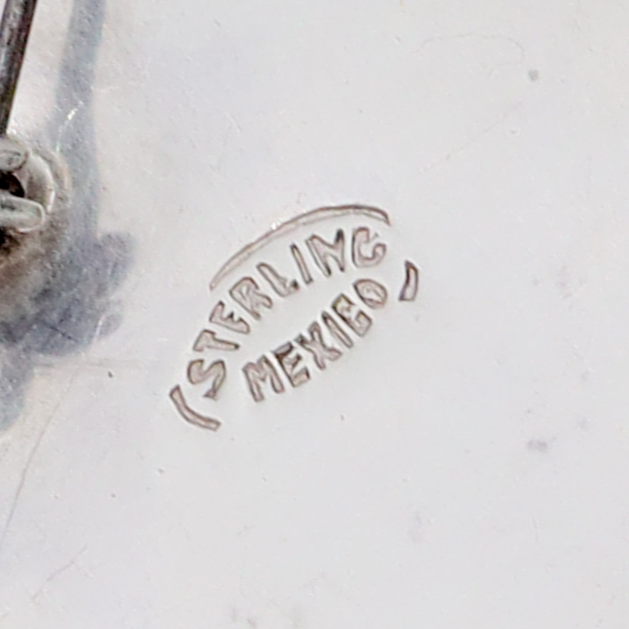 Antique Mexican sterling silver fancy pitcher with turquoise posey holder brooch