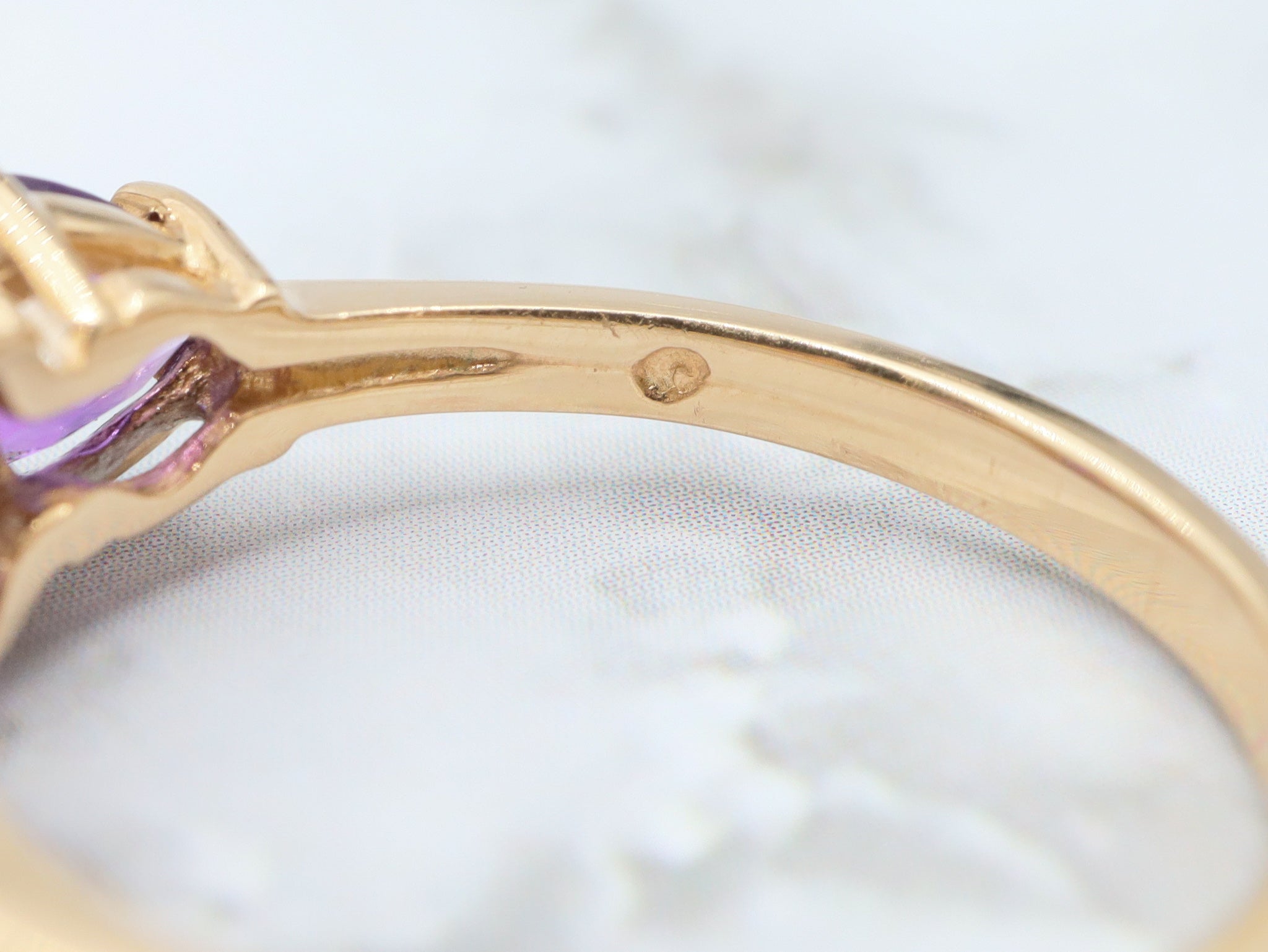 Vintage 14k gold amethyst and diamond cocktail ring size 7