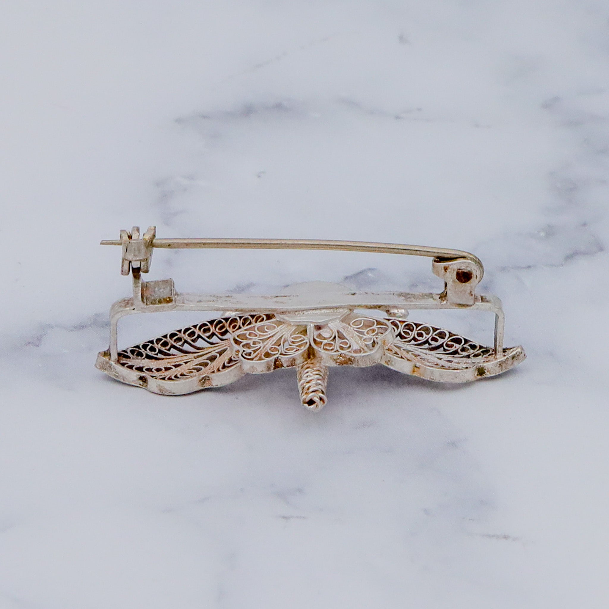 Vintage sterling silver filigree butterfly/insect brooch