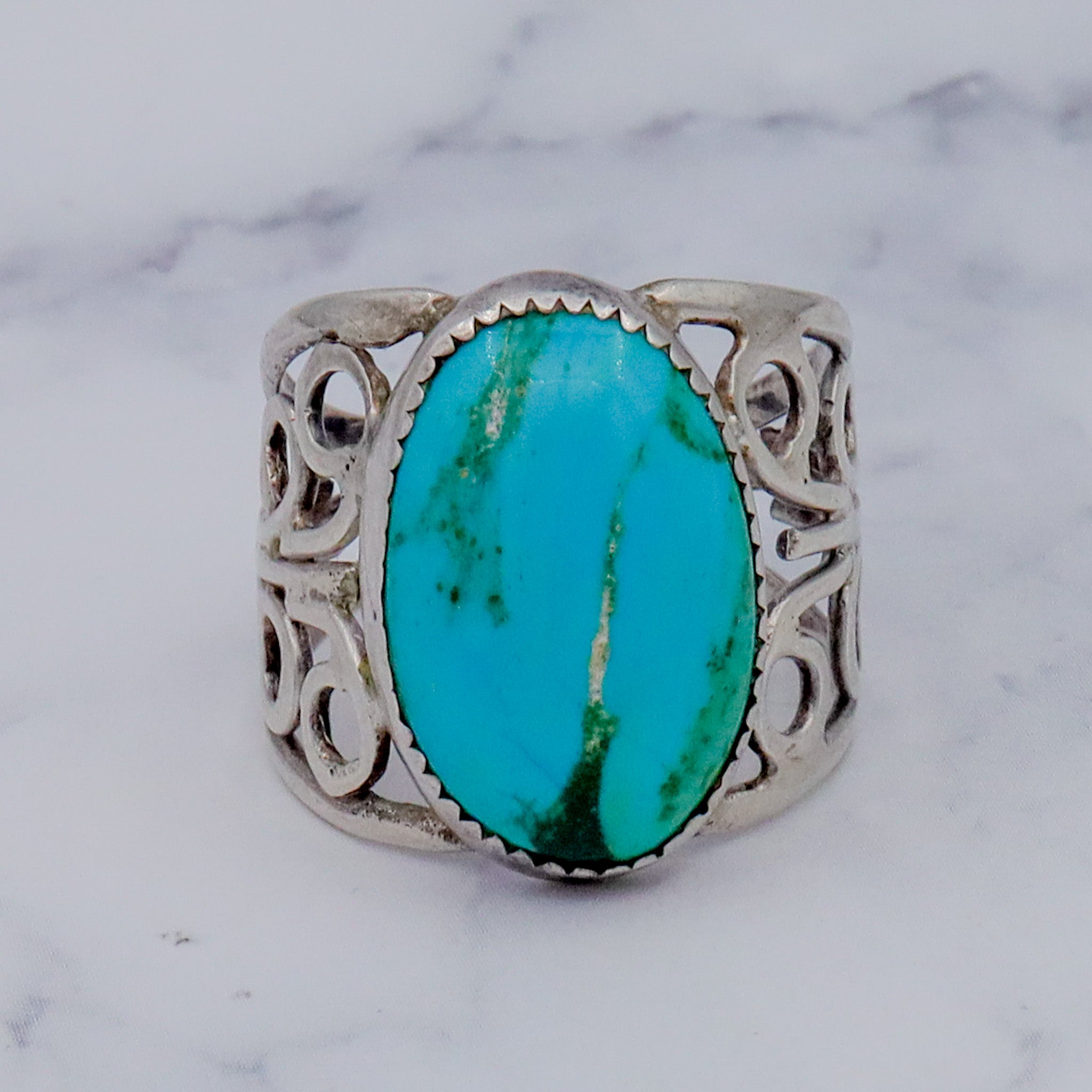 Vintage Native American sterling & turquoise ring, sz 8
