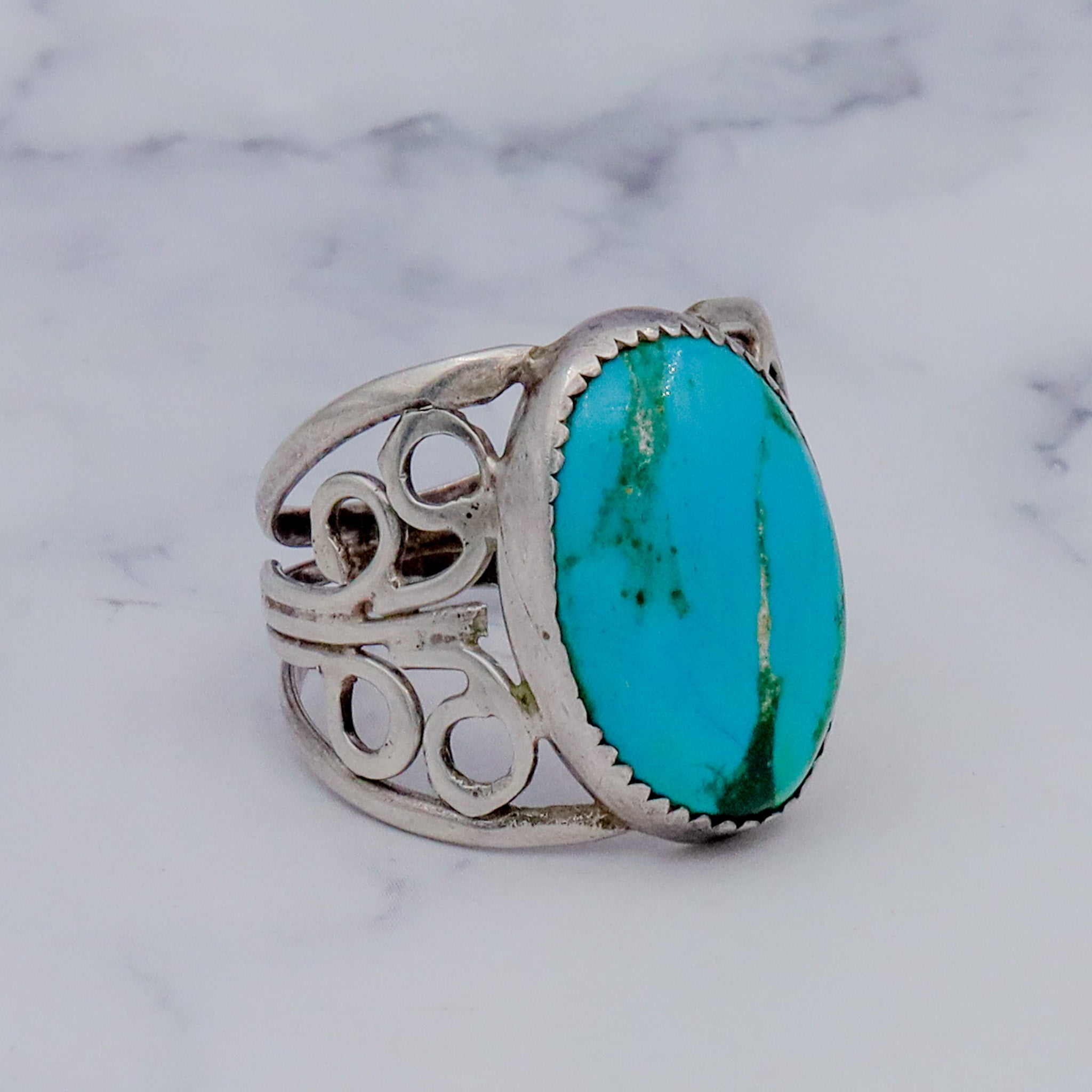 Vintage Native American sterling & turquoise ring, sz 8