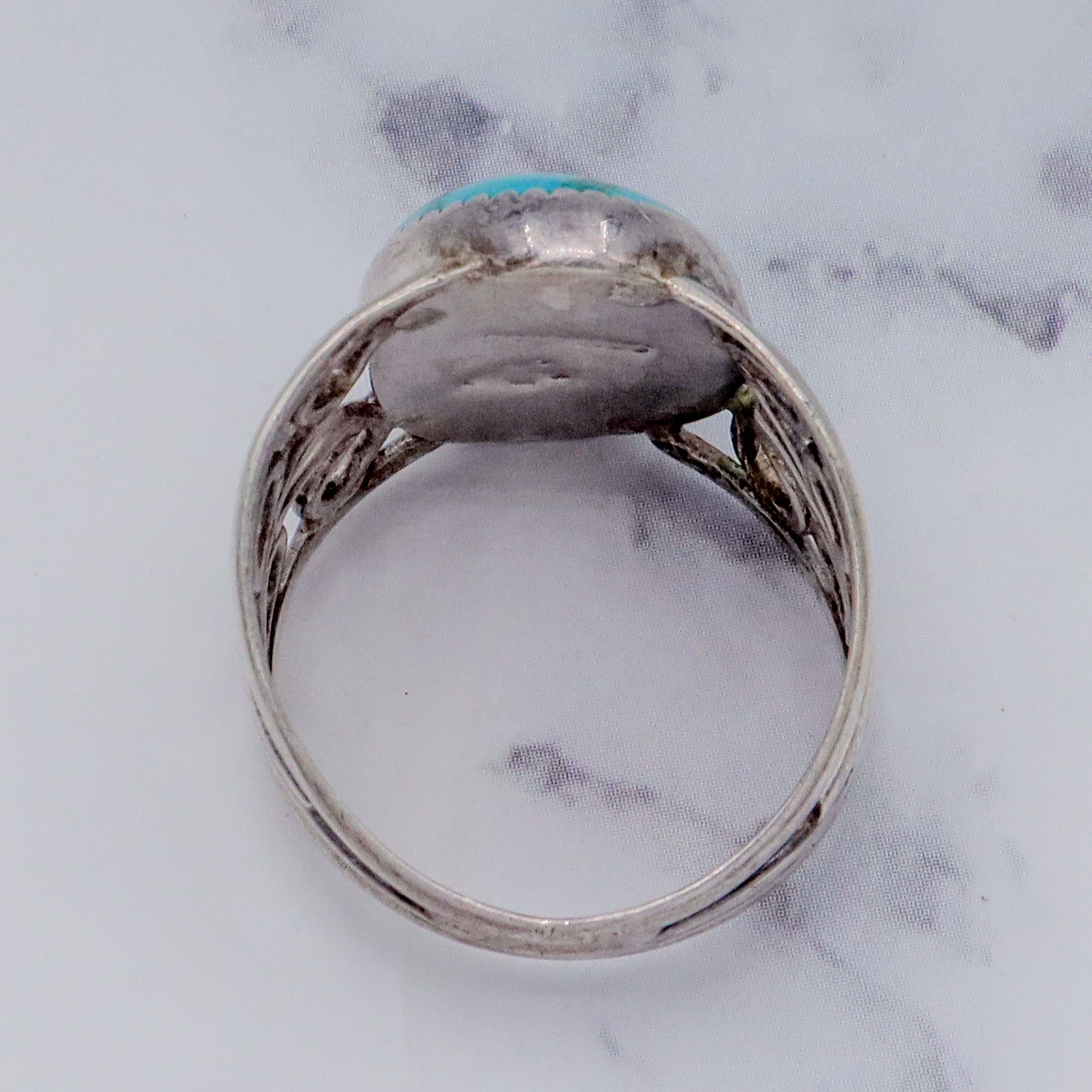 Vintage Native American sterling & turquoise ring, sz 8