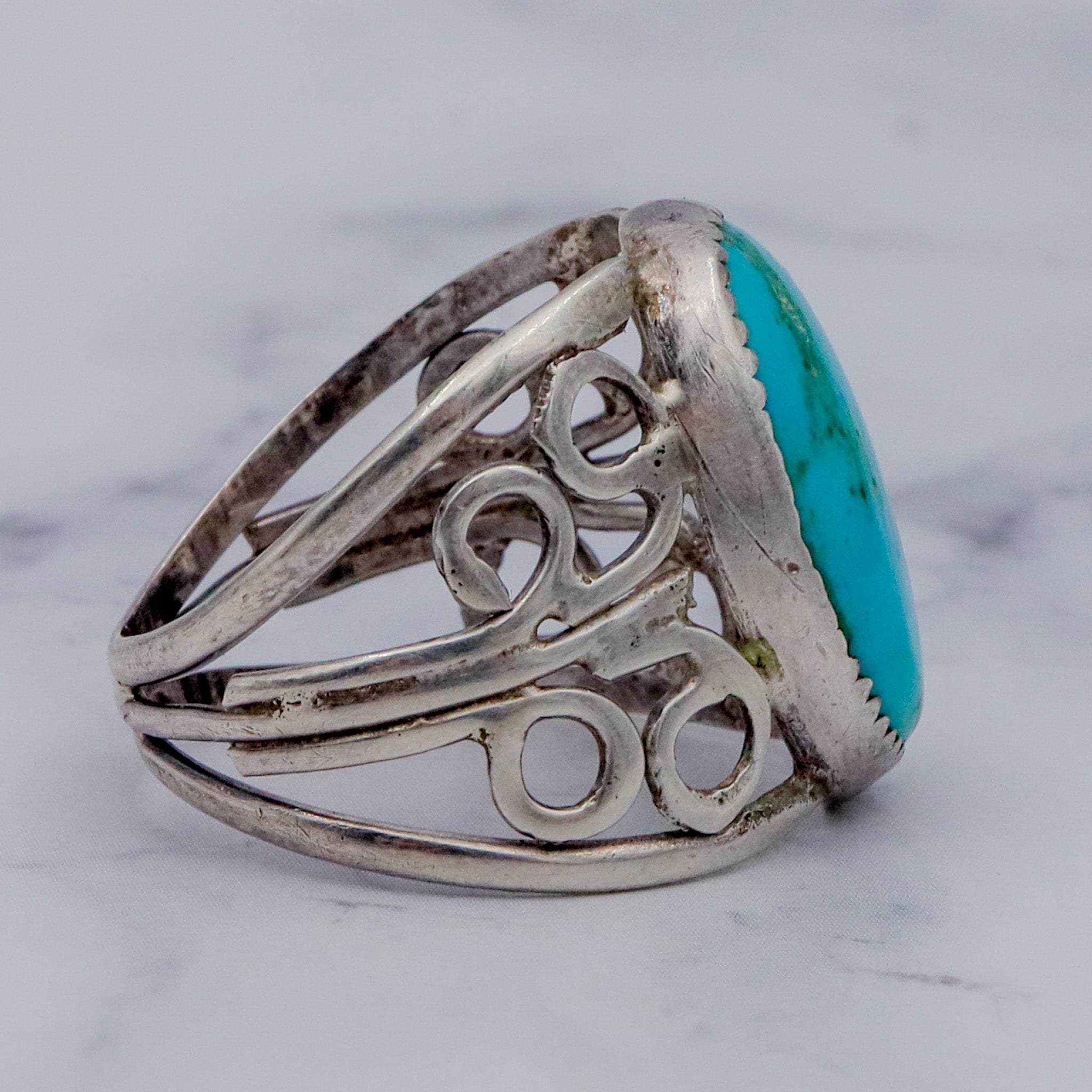 Vintage Native American sterling & turquoise ring, sz 8
