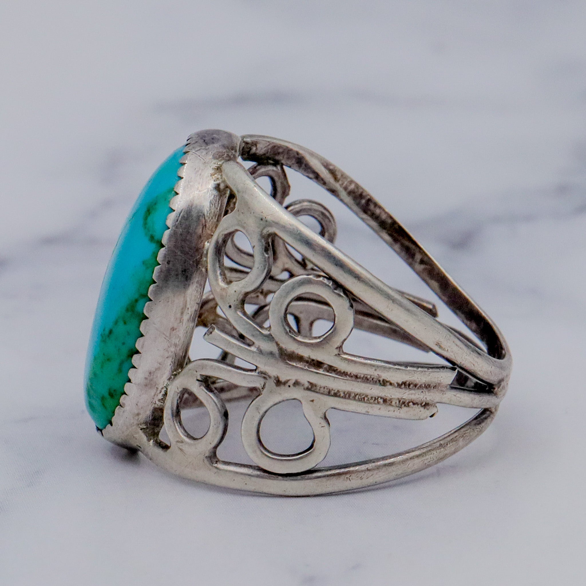 Vintage Native American sterling & turquoise ring, sz 8