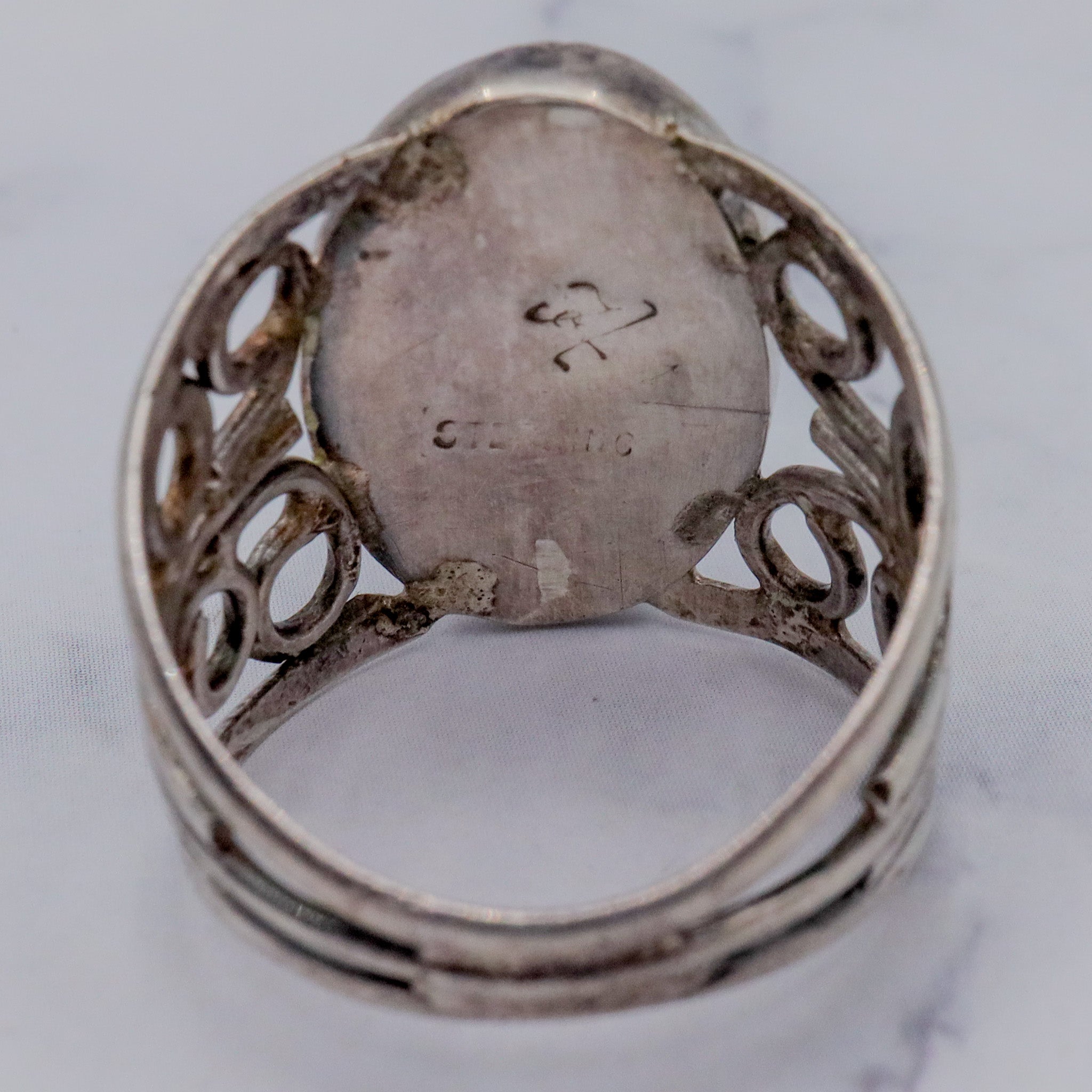 Vintage Native American sterling & turquoise ring, sz 8