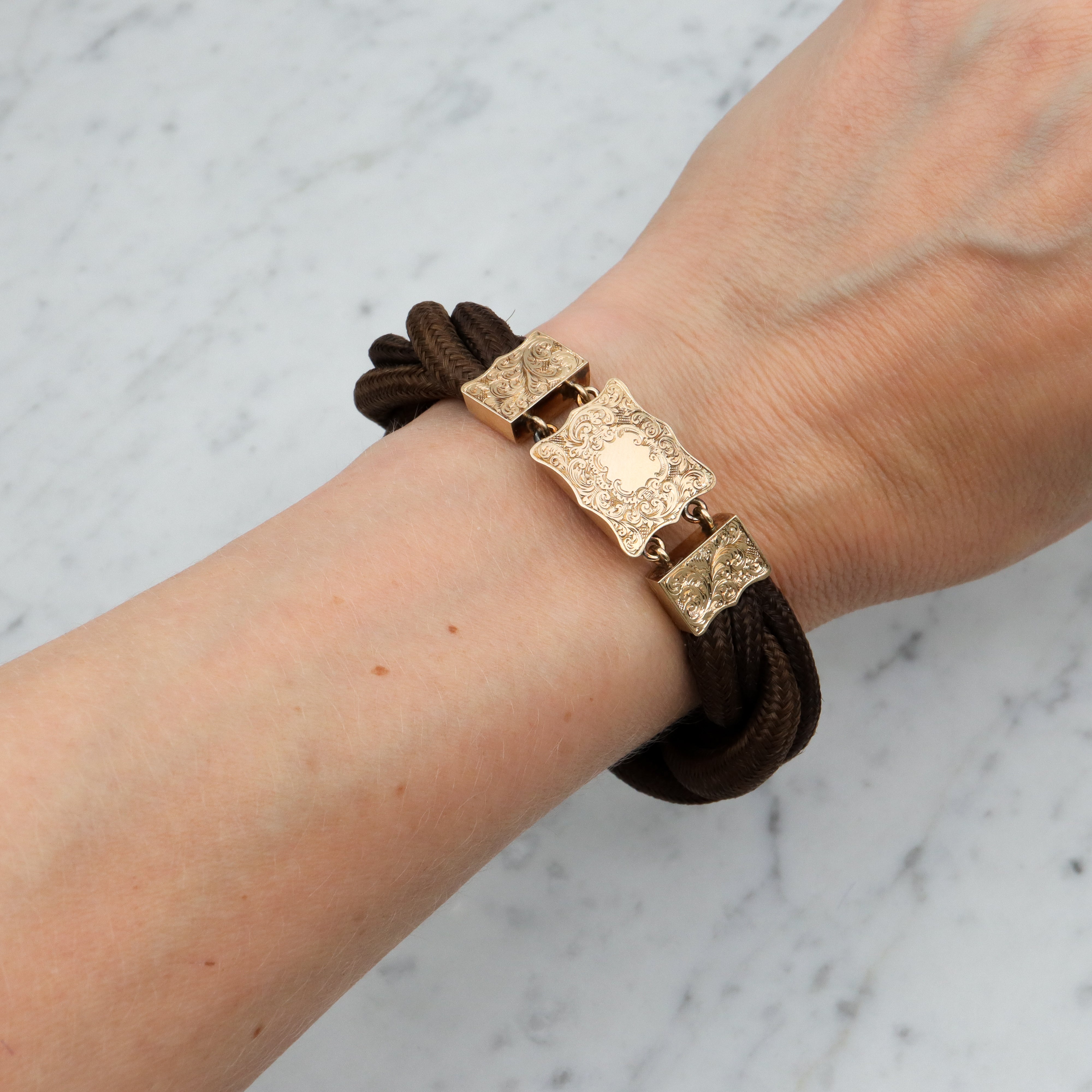 Victorian 10k gold woven hair braided bracelet