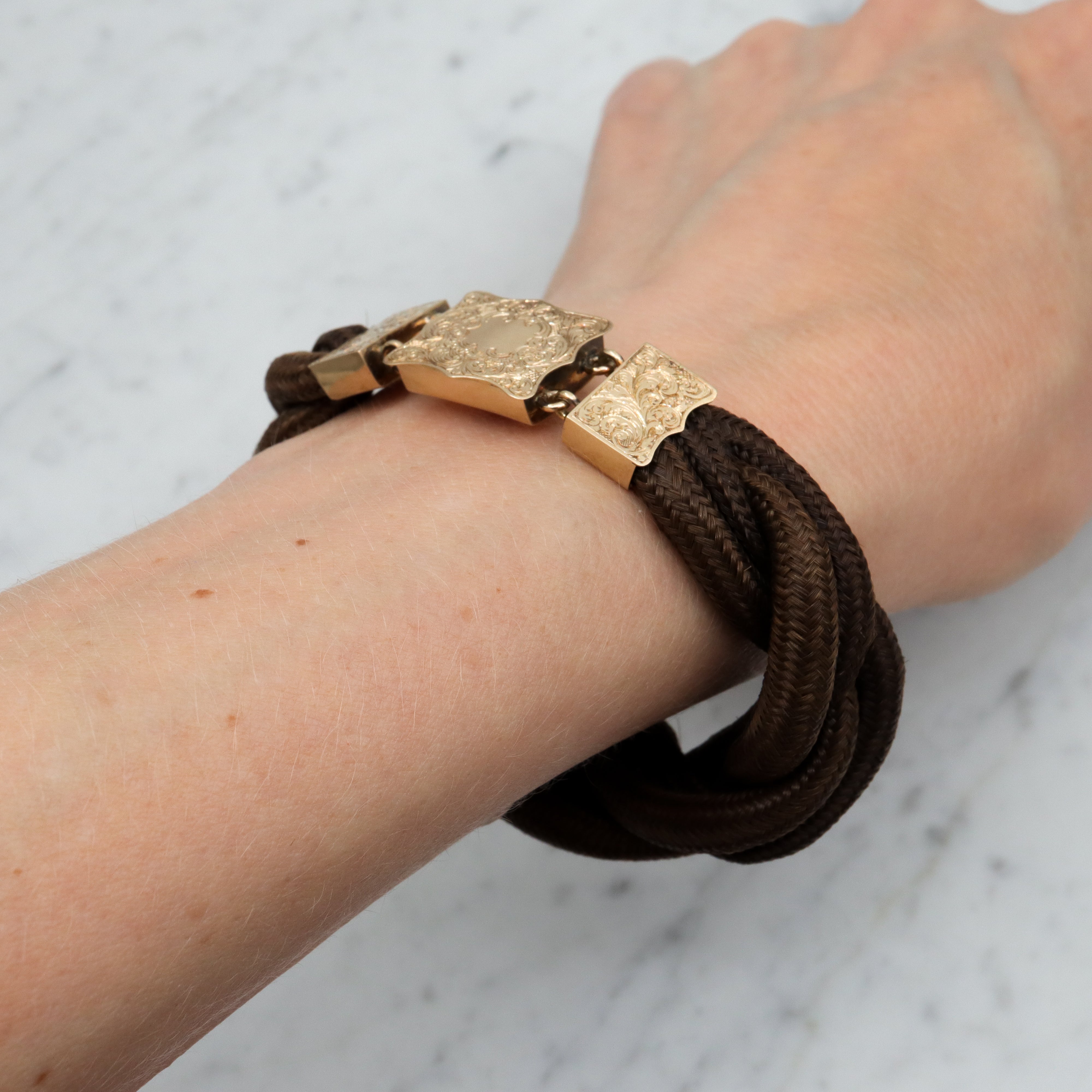 Victorian 10k gold woven hair braided bracelet