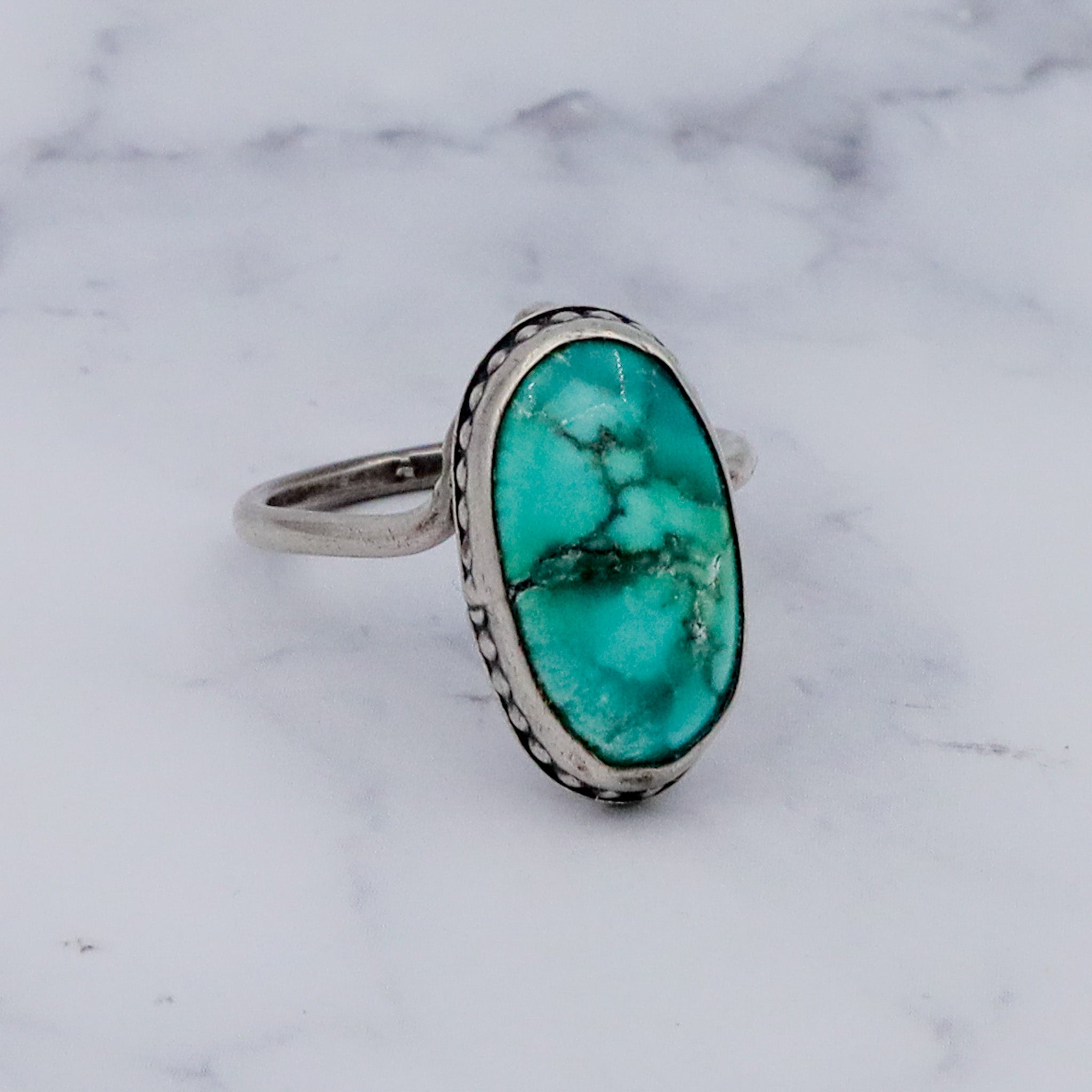 Vintage sterling & turquoise ring, sz 5.5