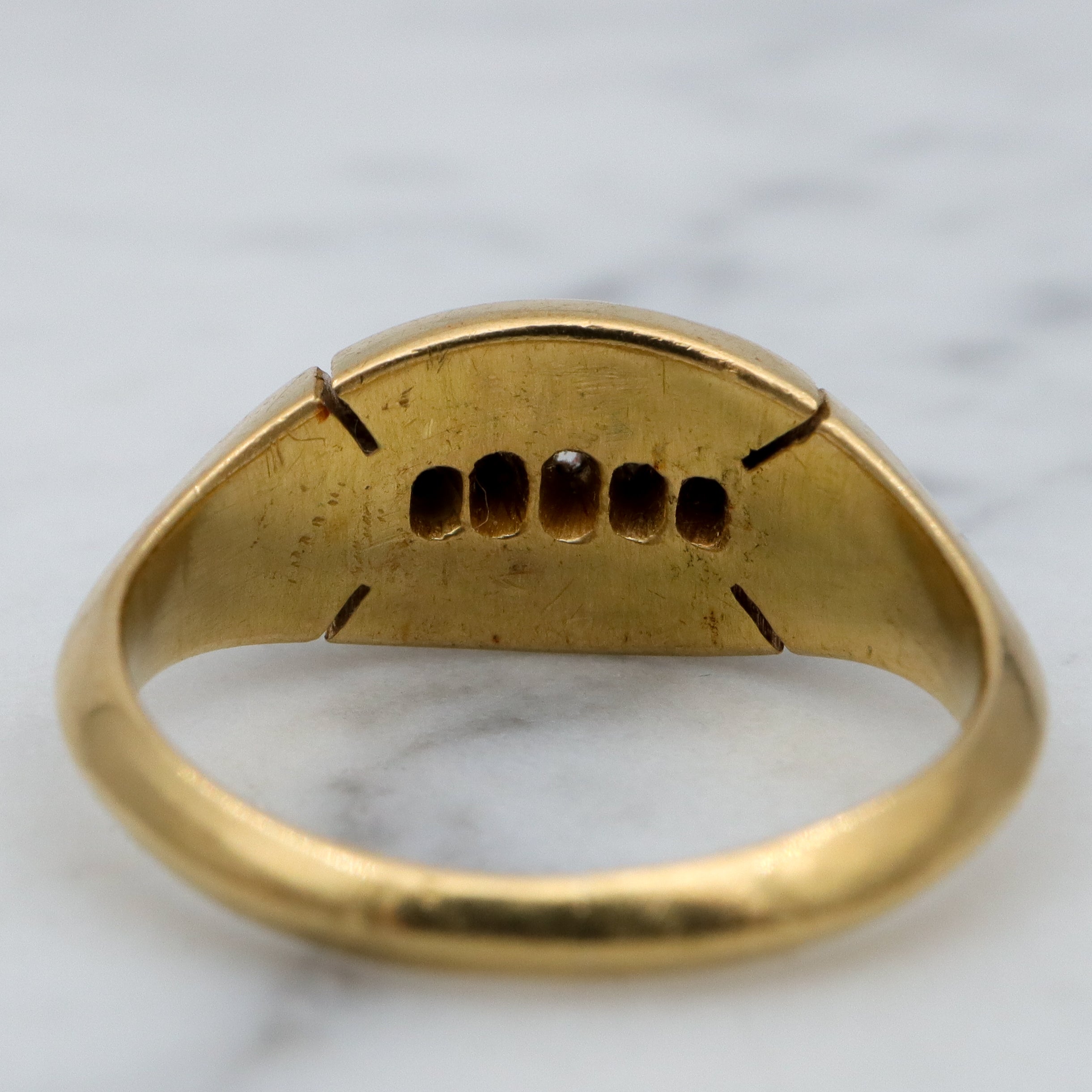 Antique Victorian 18k gold, turquoise & old mine cut diamond ring, sz 6