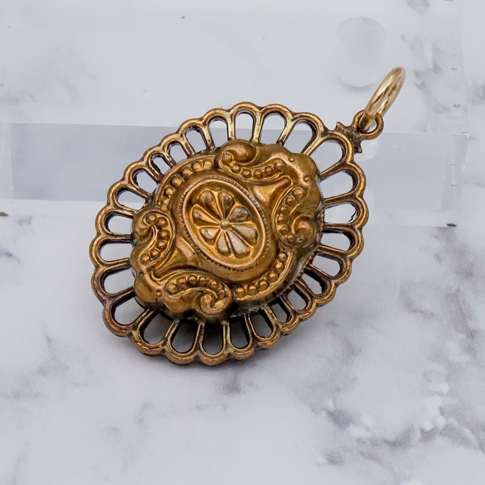 Antique brass double sided pendant