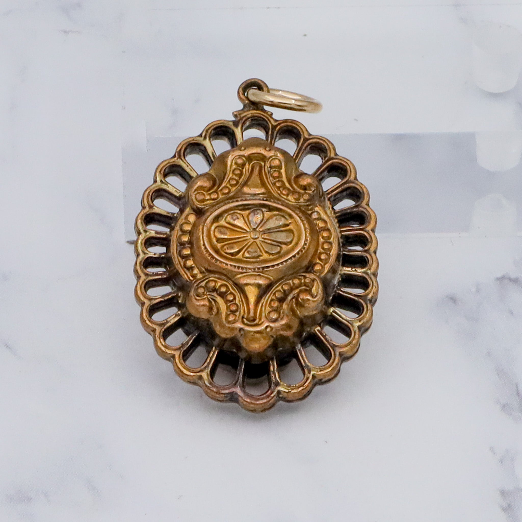 Antique brass double sided pendant