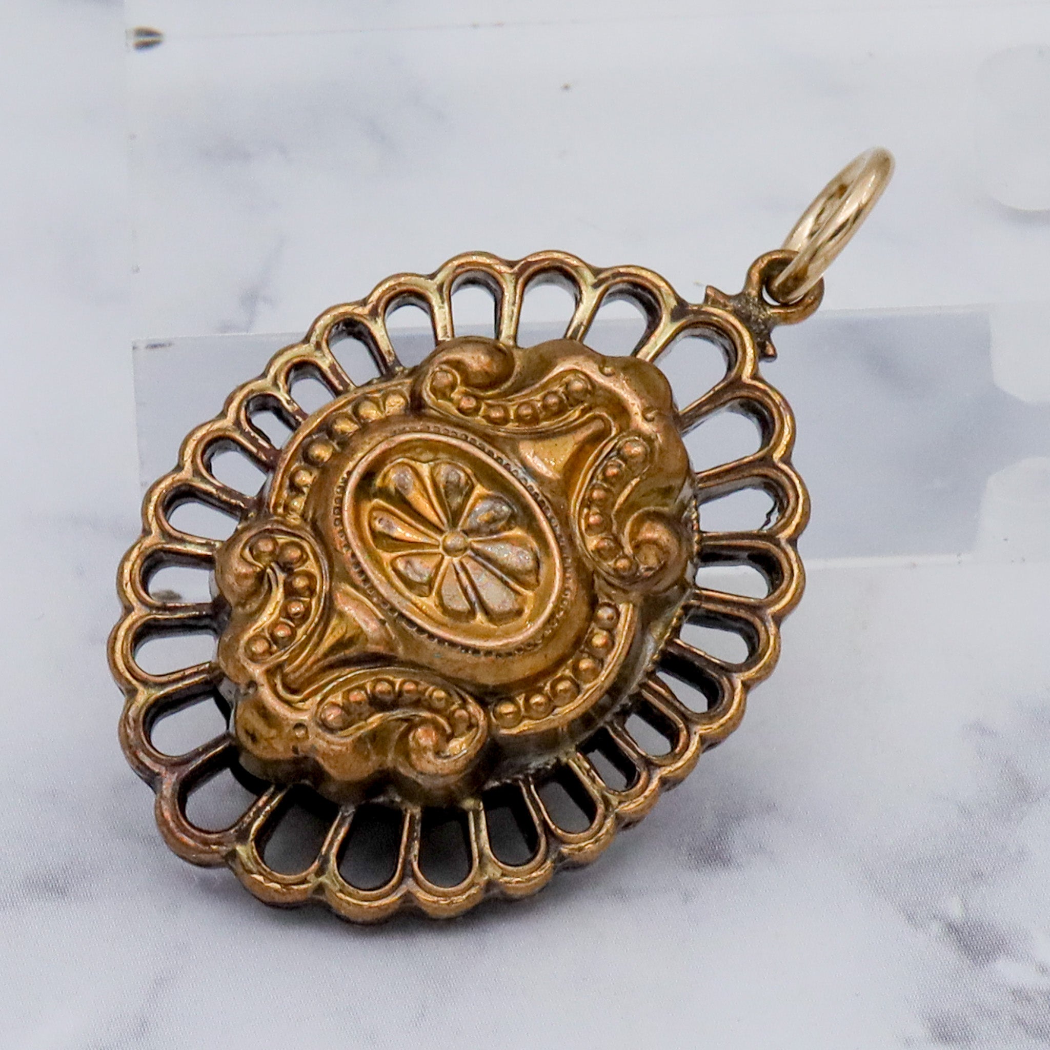 Antique brass double sided pendant