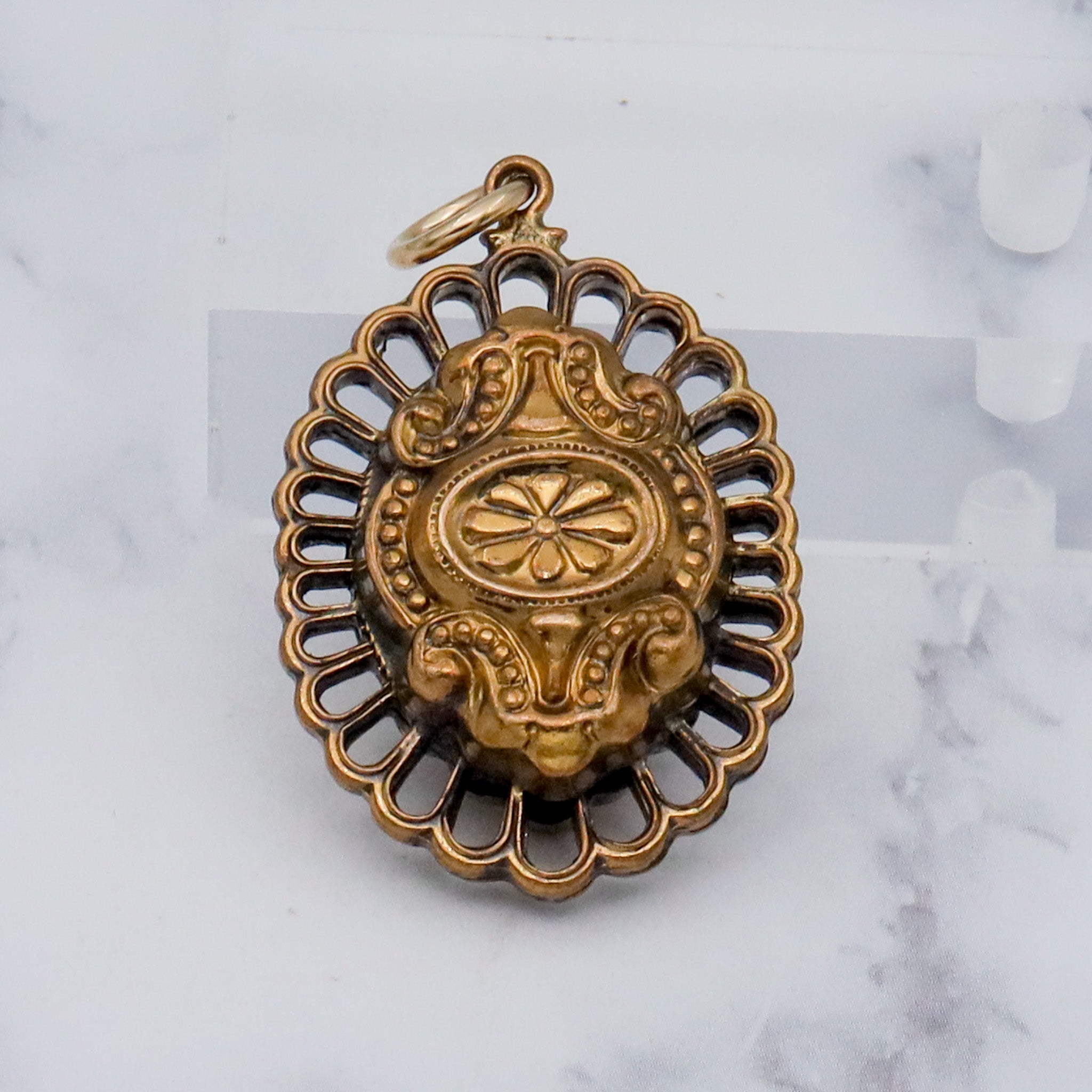 Antique brass double sided pendant