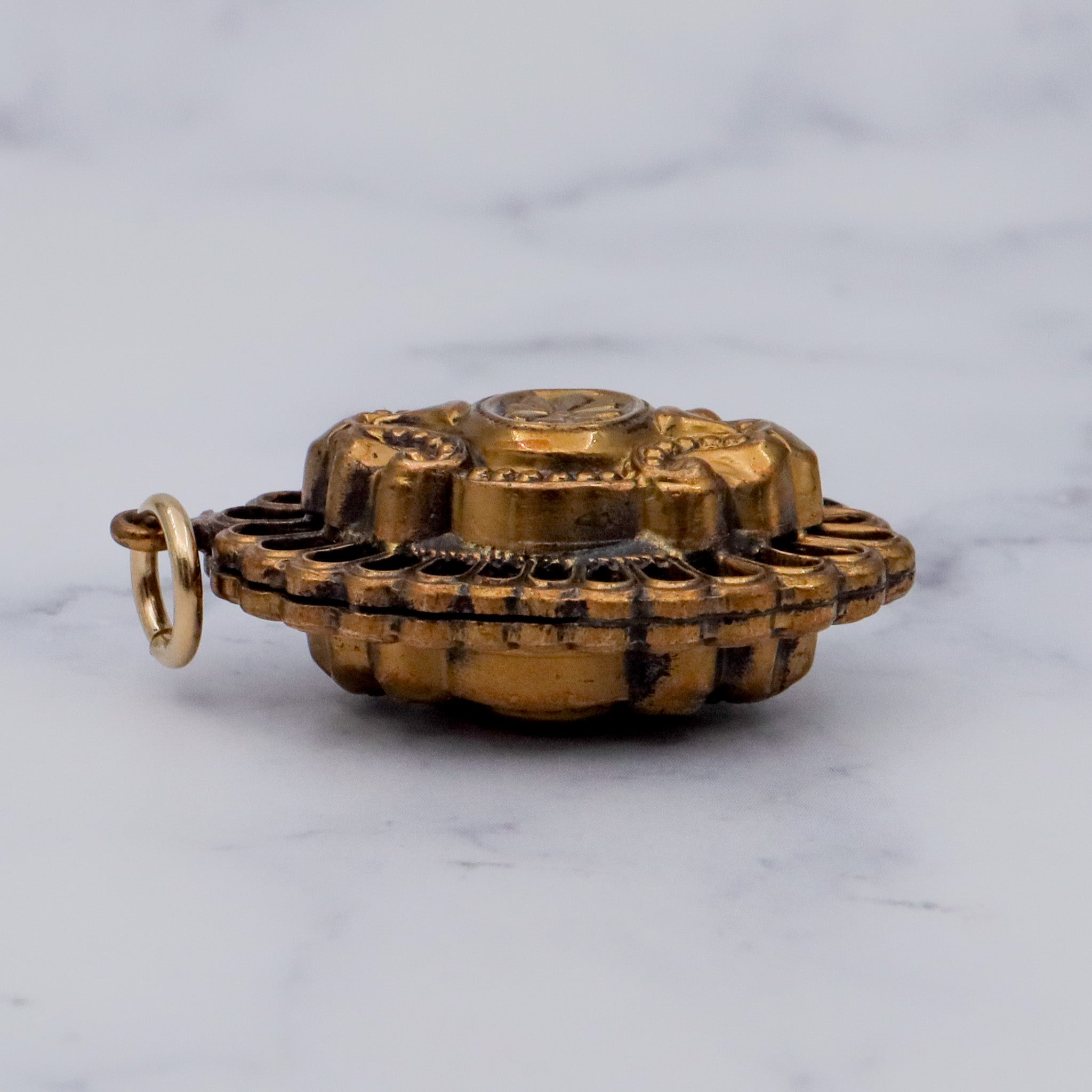 Antique brass double sided pendant