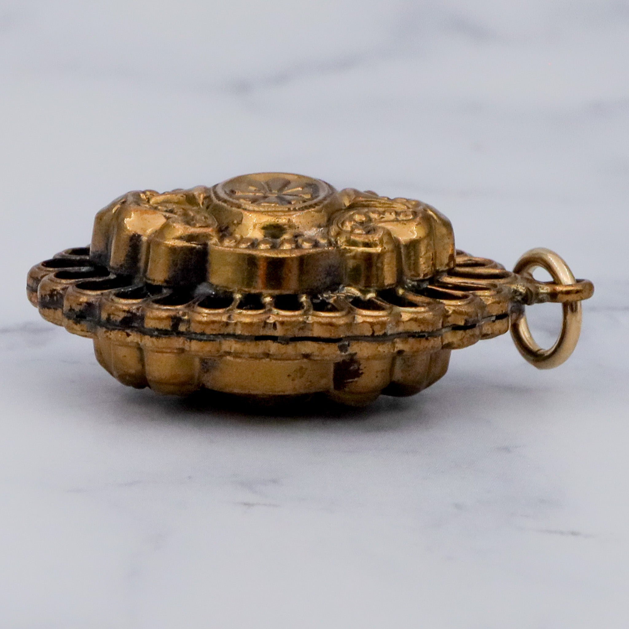 Antique brass double sided pendant