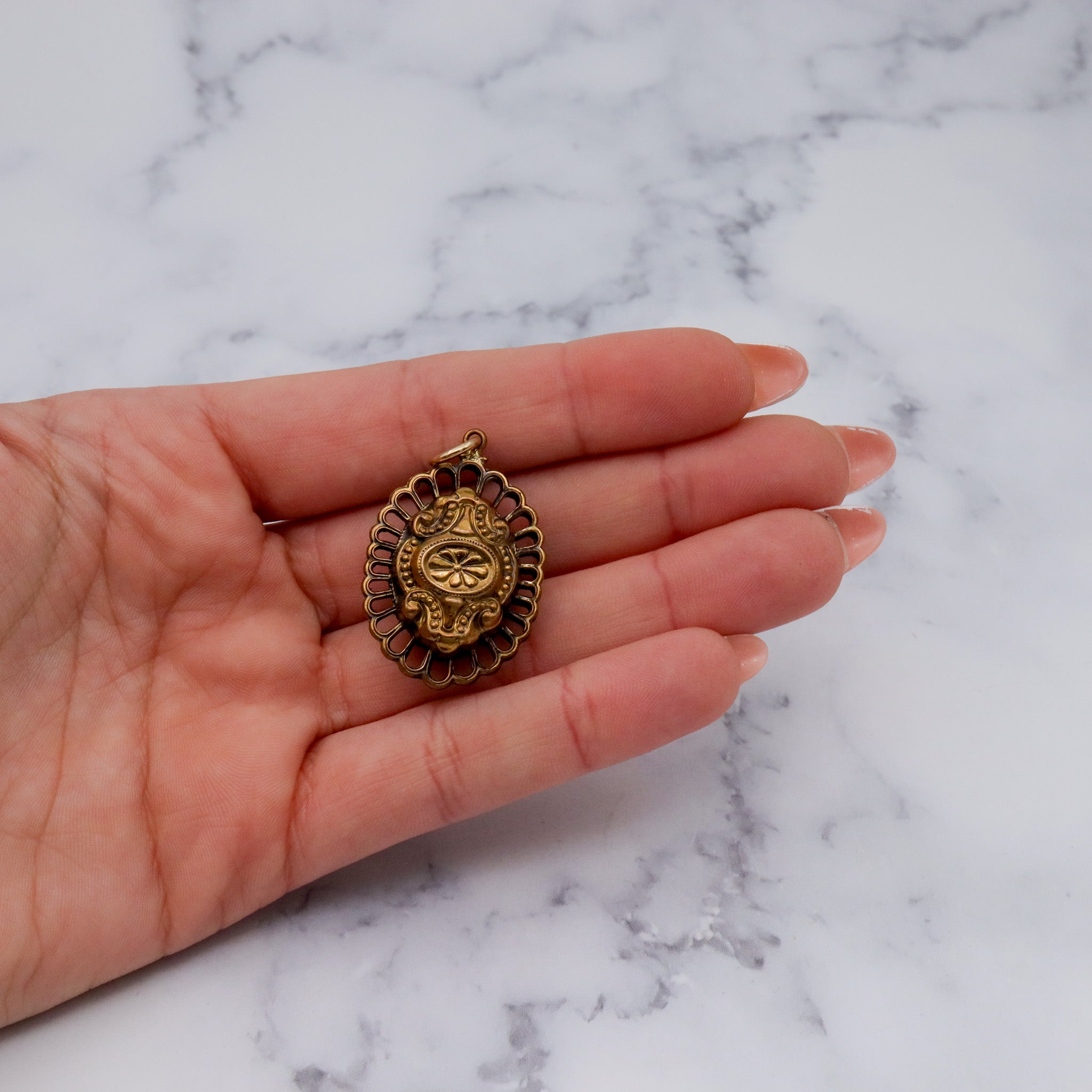 Antique brass double sided pendant