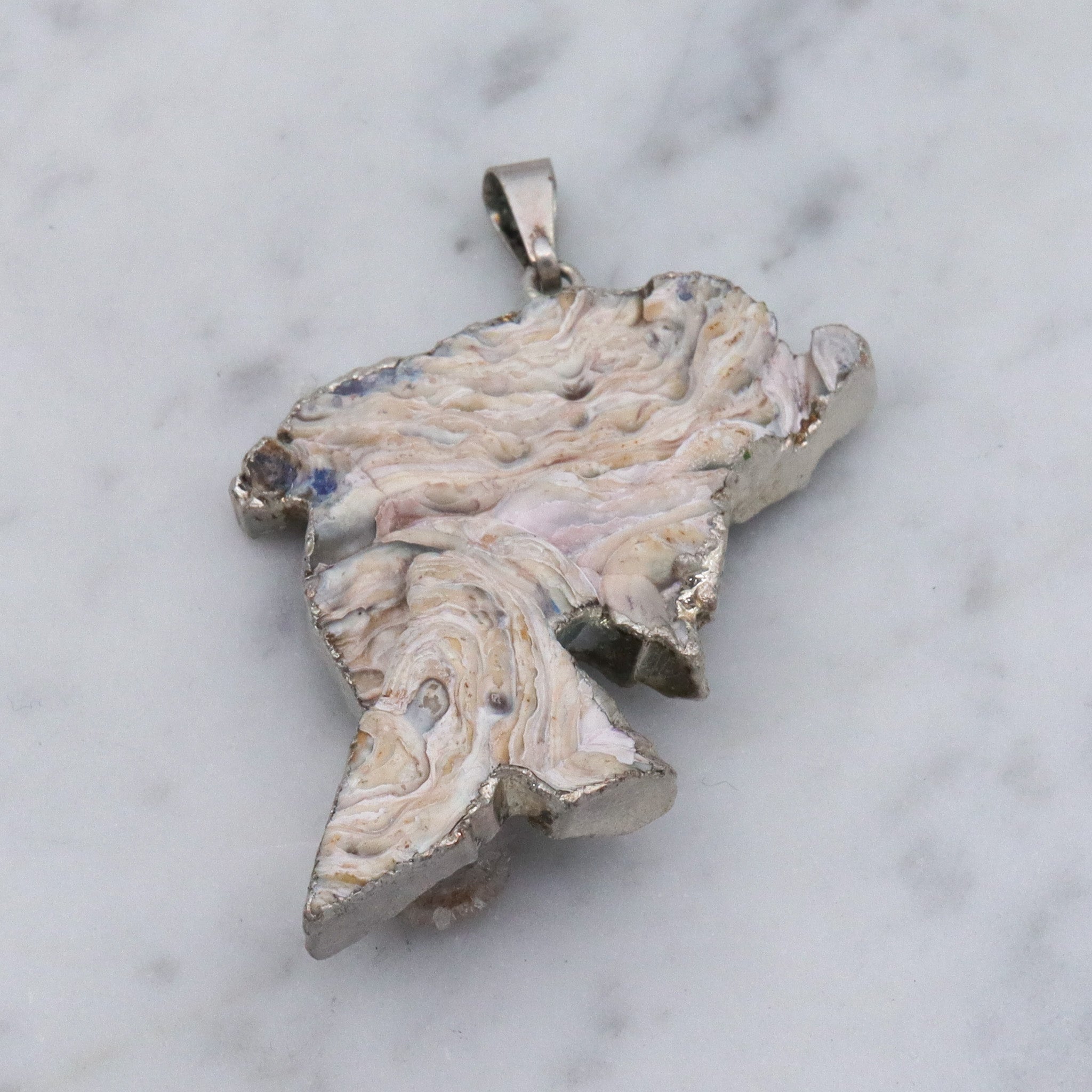 Vintage sterling silver agate geode specimen handmade pendant