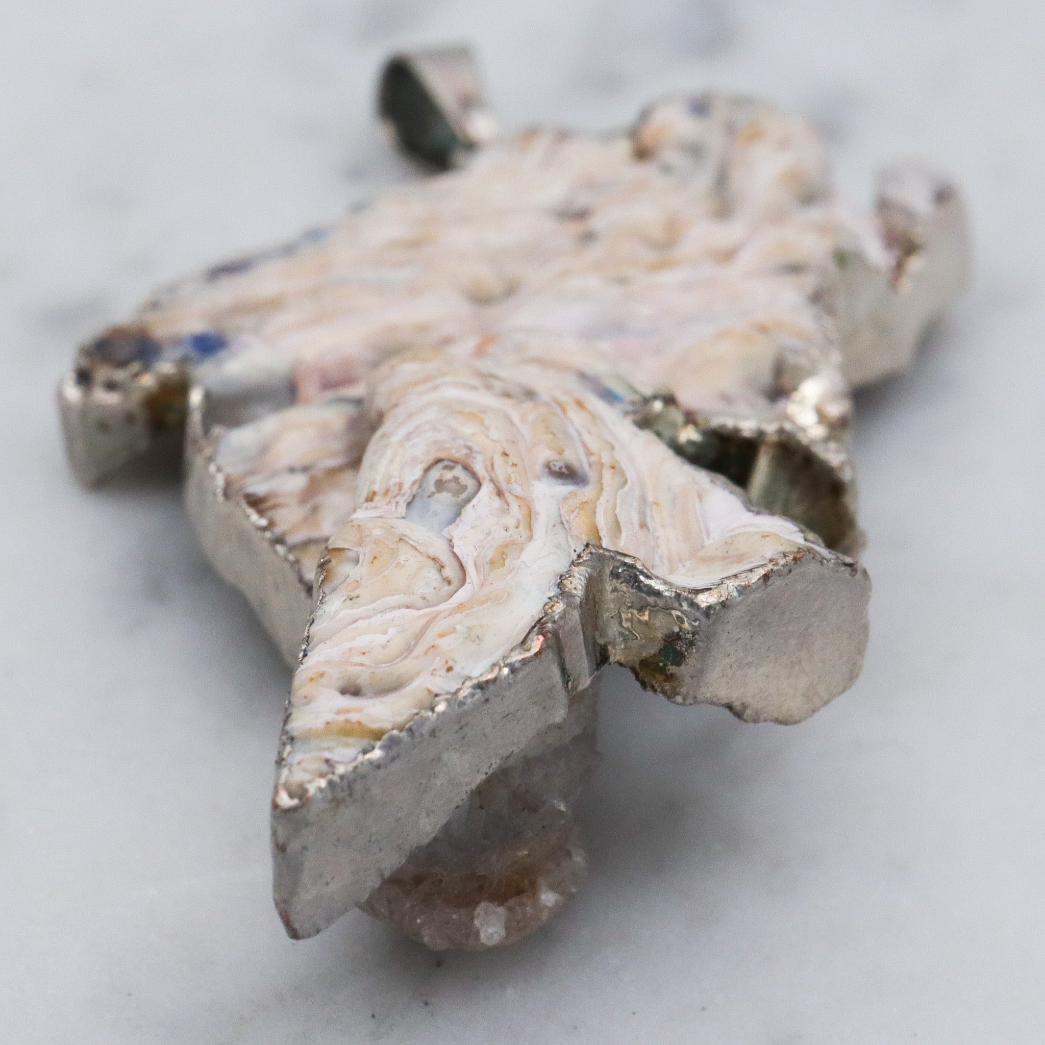 Vintage sterling silver agate geode specimen handmade pendant