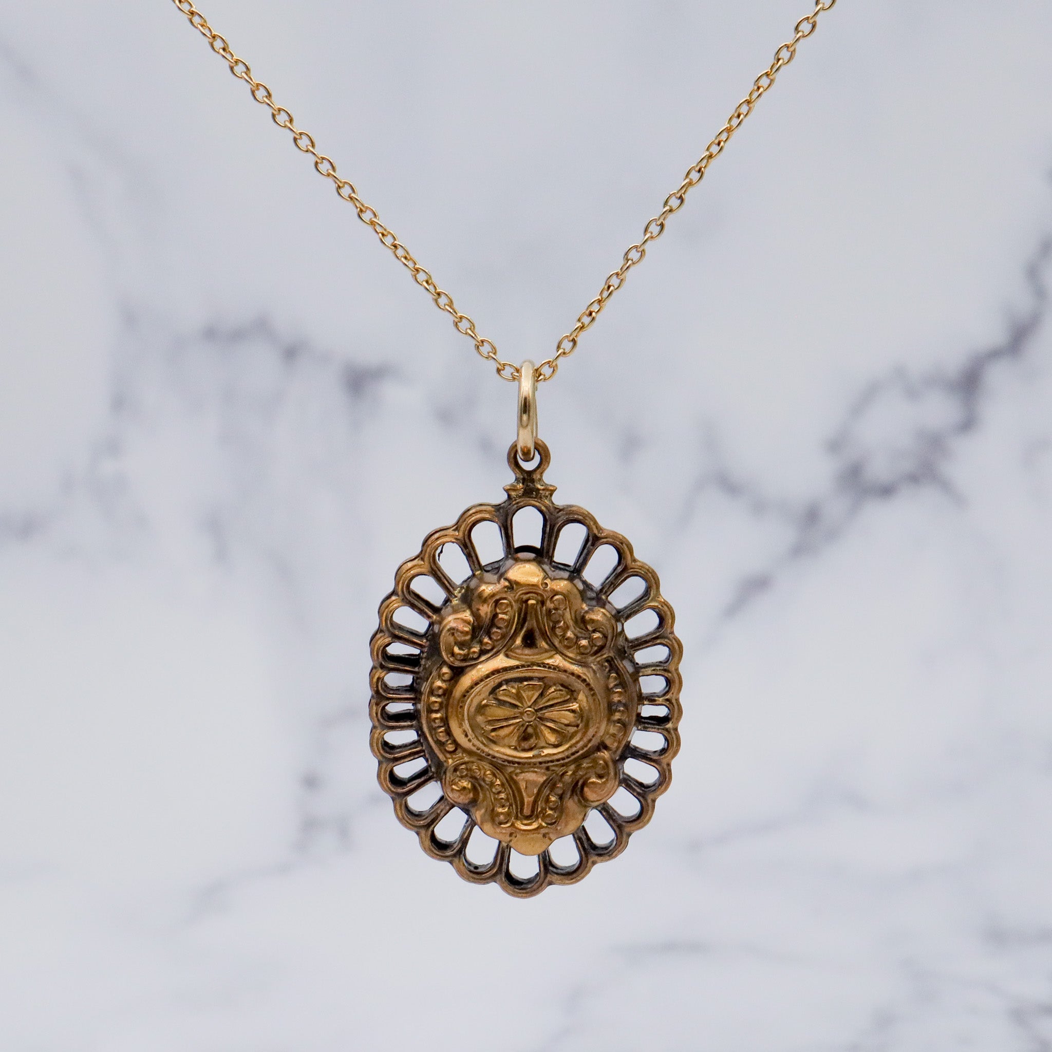 Antique brass double sided pendant