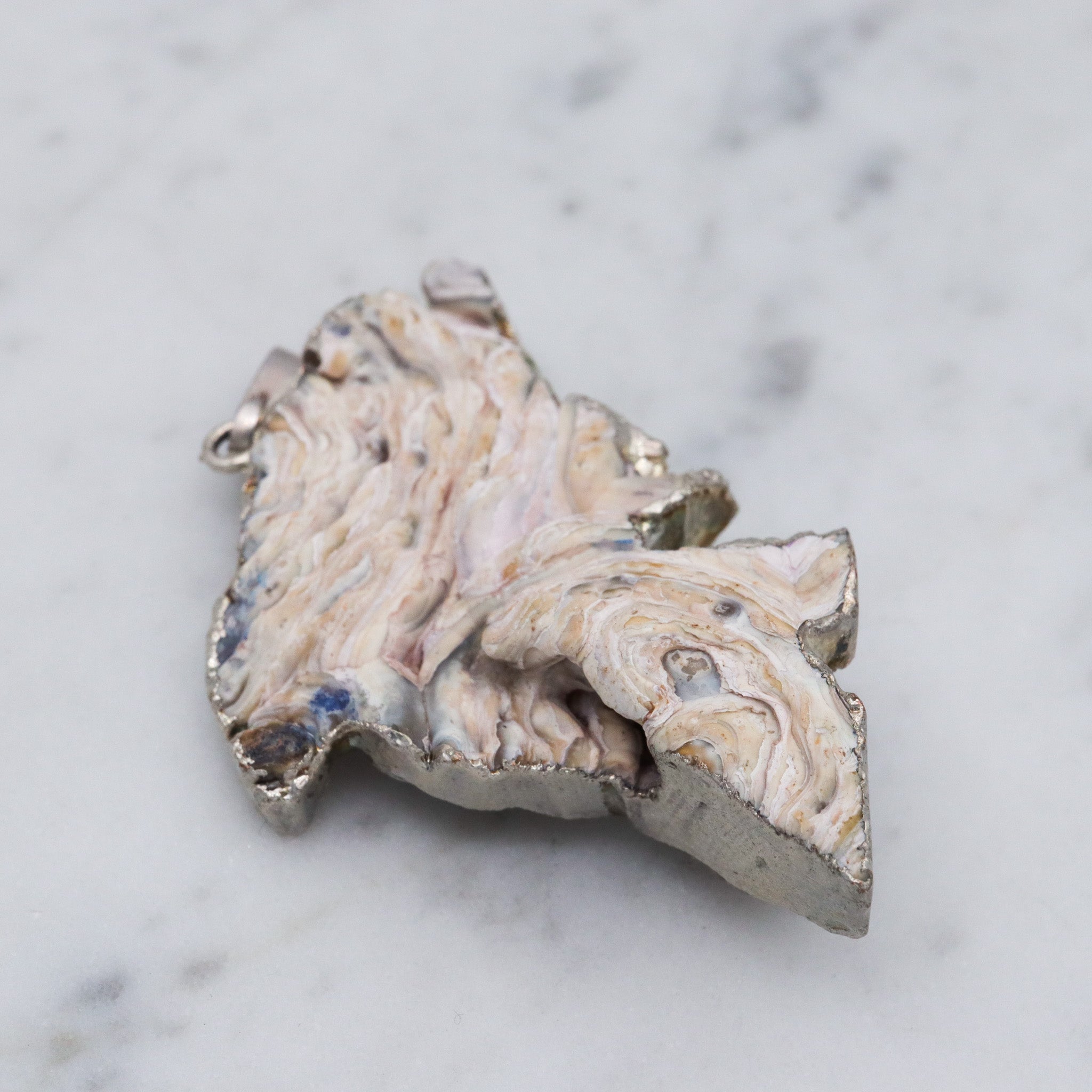 Vintage sterling silver agate geode specimen handmade pendant