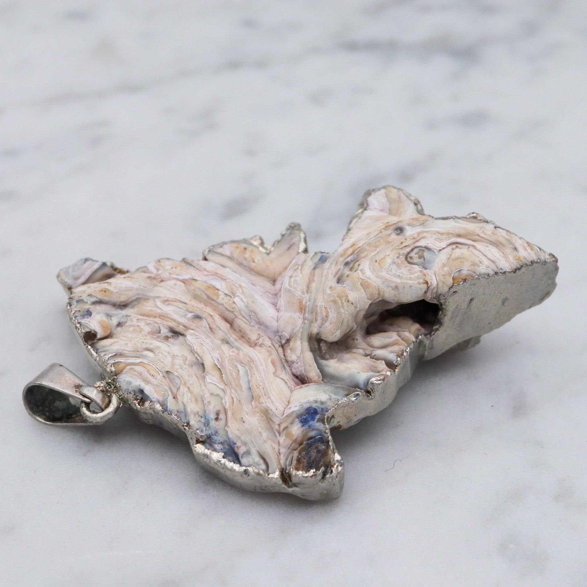 Vintage sterling silver agate geode specimen handmade pendant