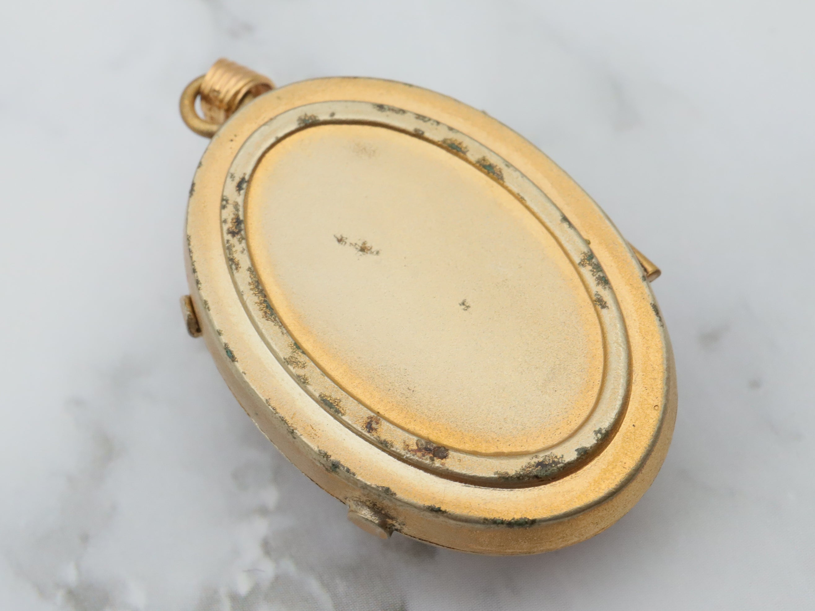 Antique Victorian two tone gold filled locket with moving butterfly