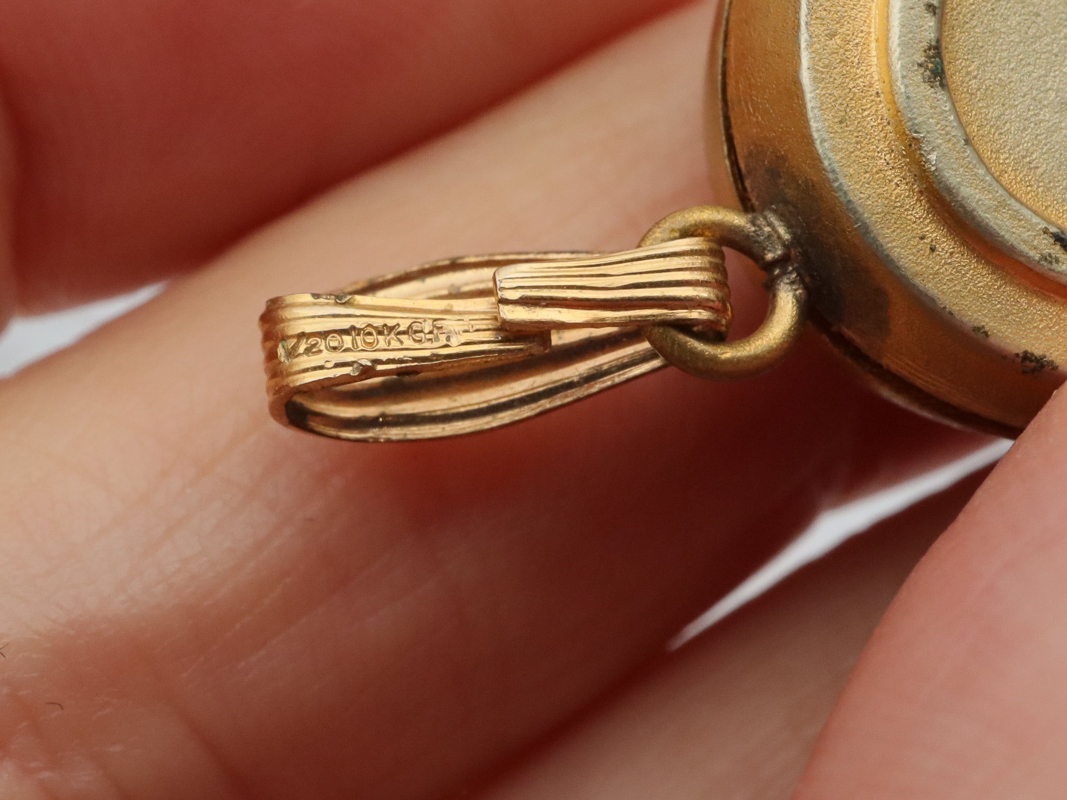 Antique Victorian two tone gold filled locket with moving butterfly
