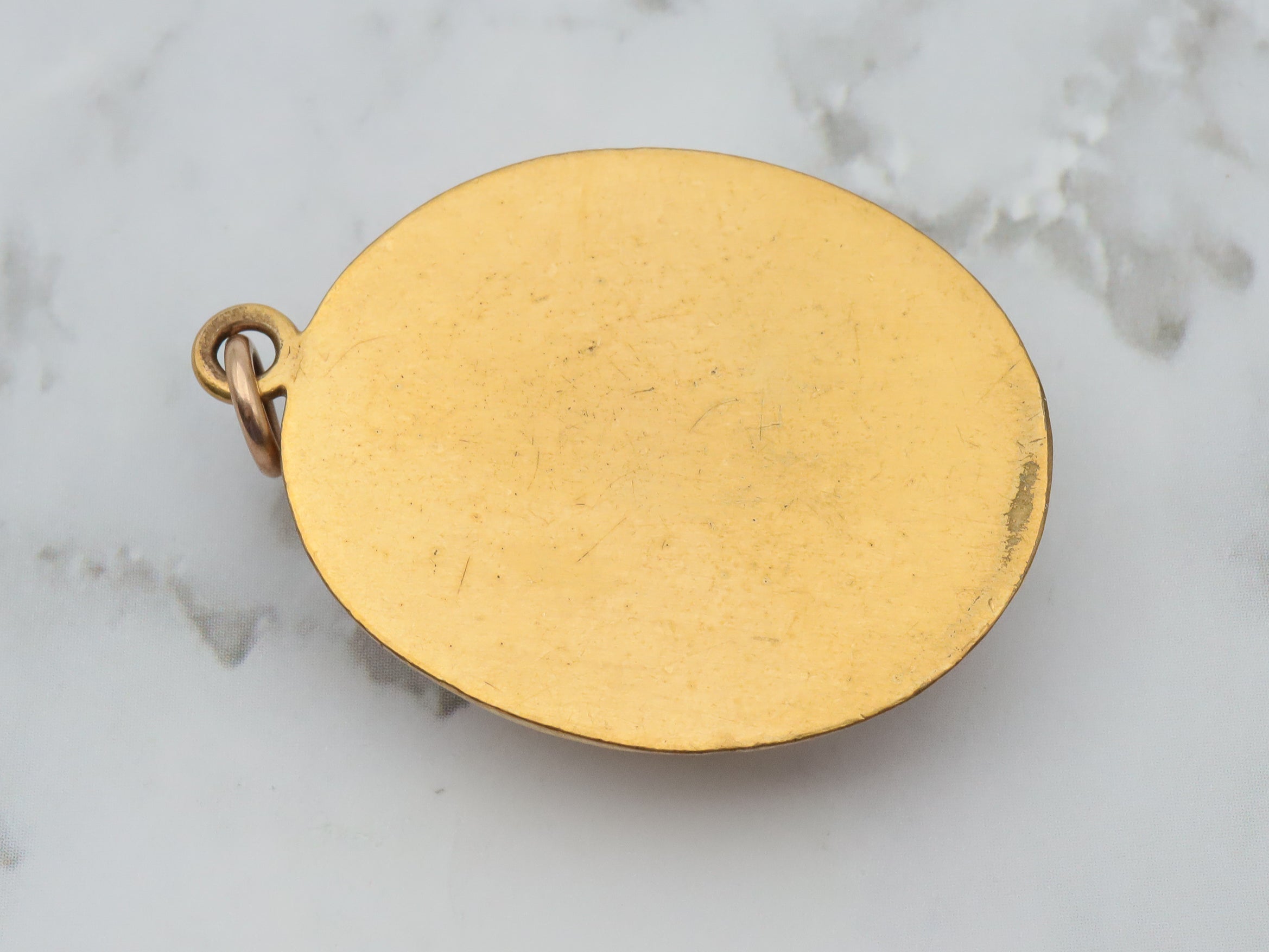 Exceptional Art Nouveau gold filled & art glass cabochon pendant