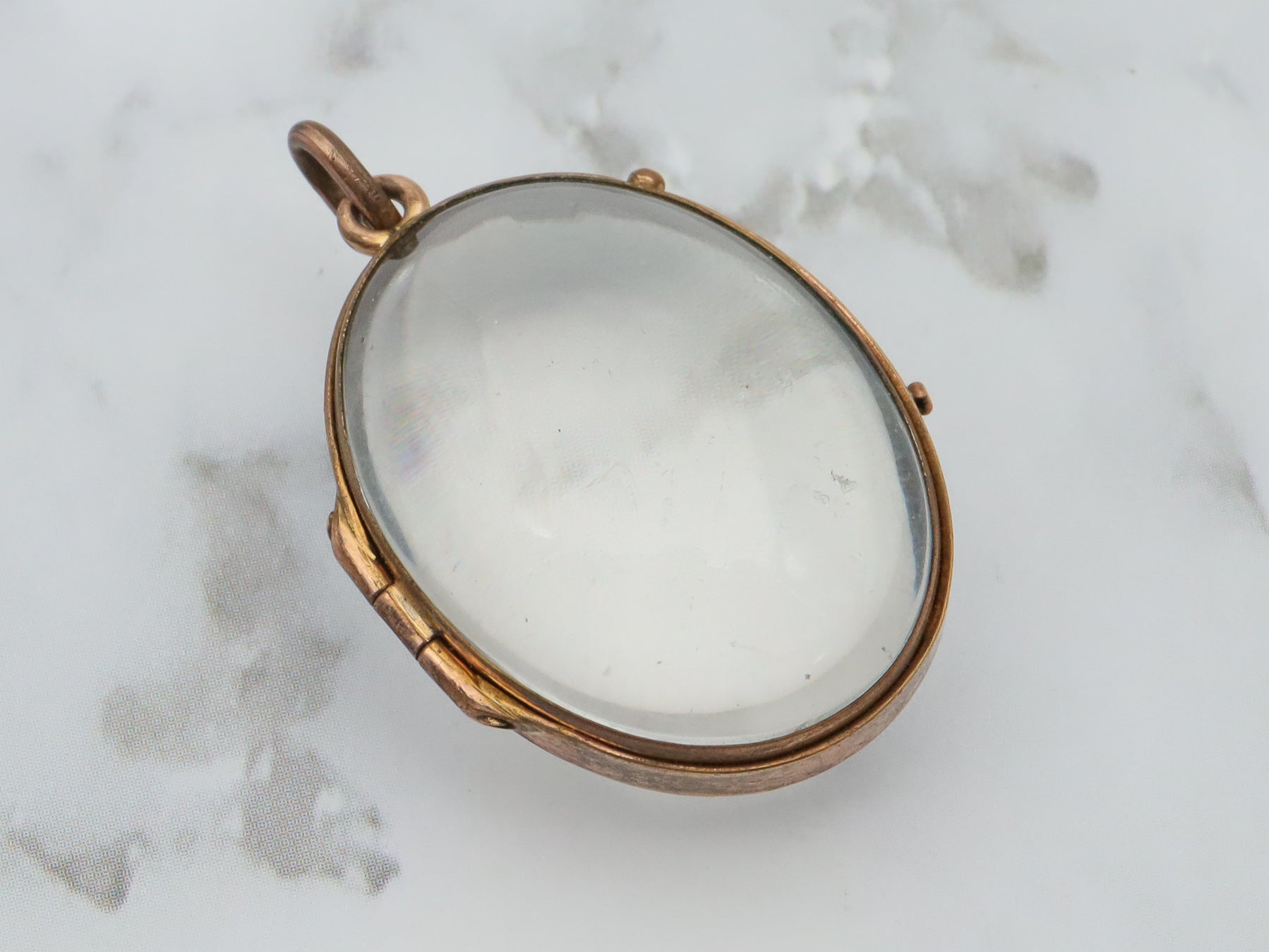 Antique Victorian gold filled glass dome locket pendant