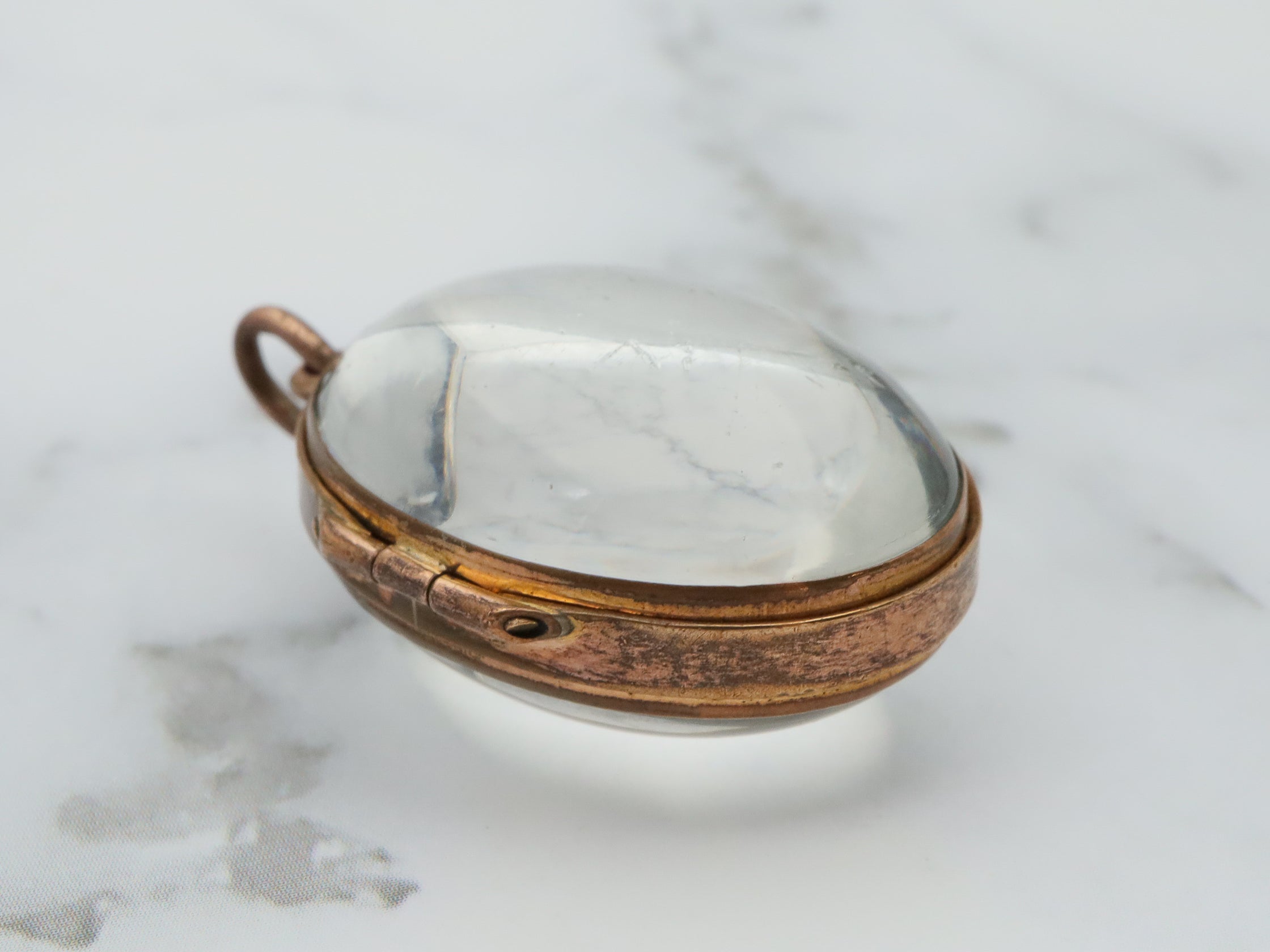 Antique Victorian gold filled glass dome locket pendant