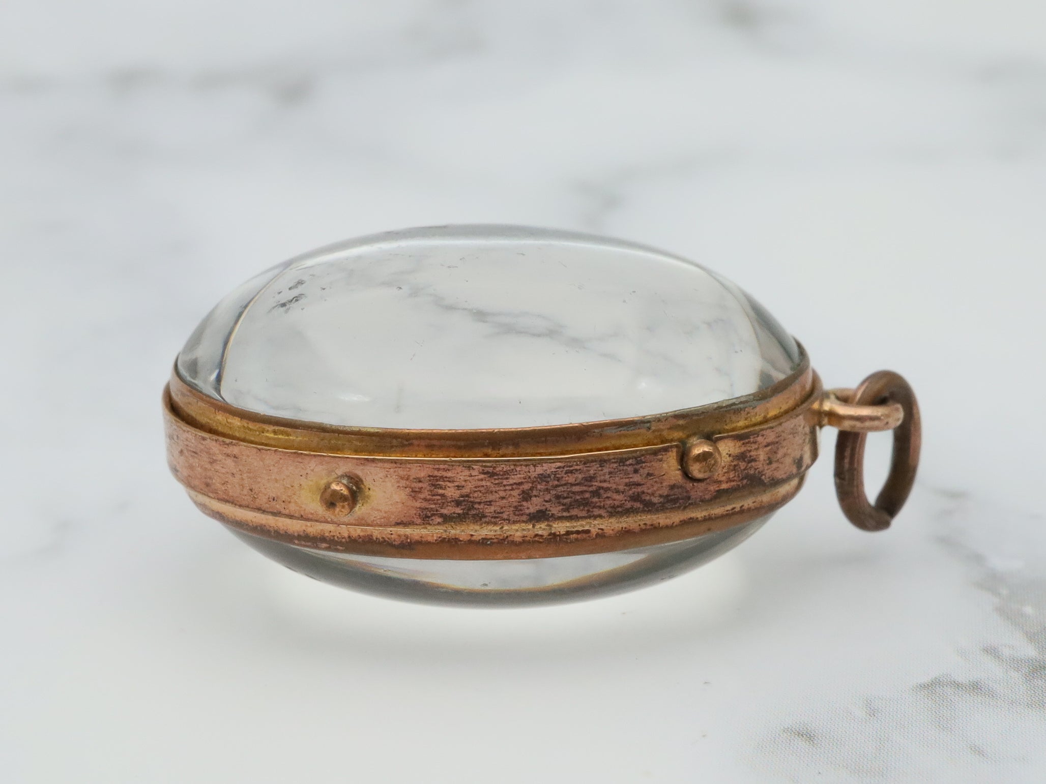 Antique Victorian gold filled glass dome locket pendant