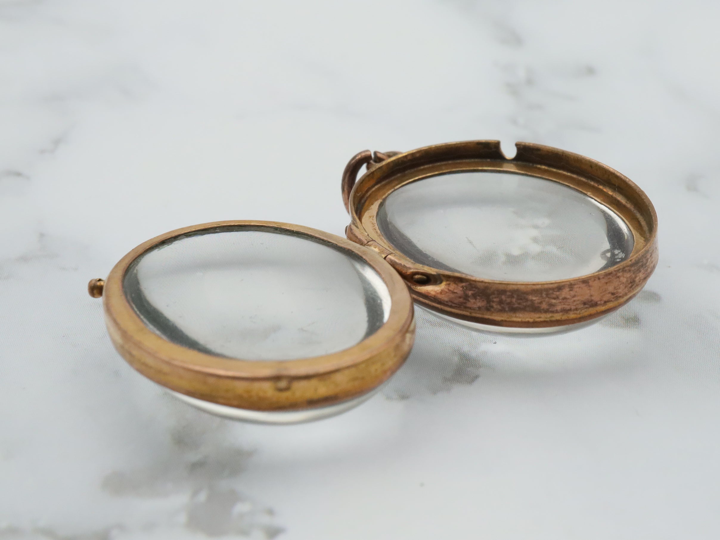 Antique Victorian gold filled glass dome locket pendant