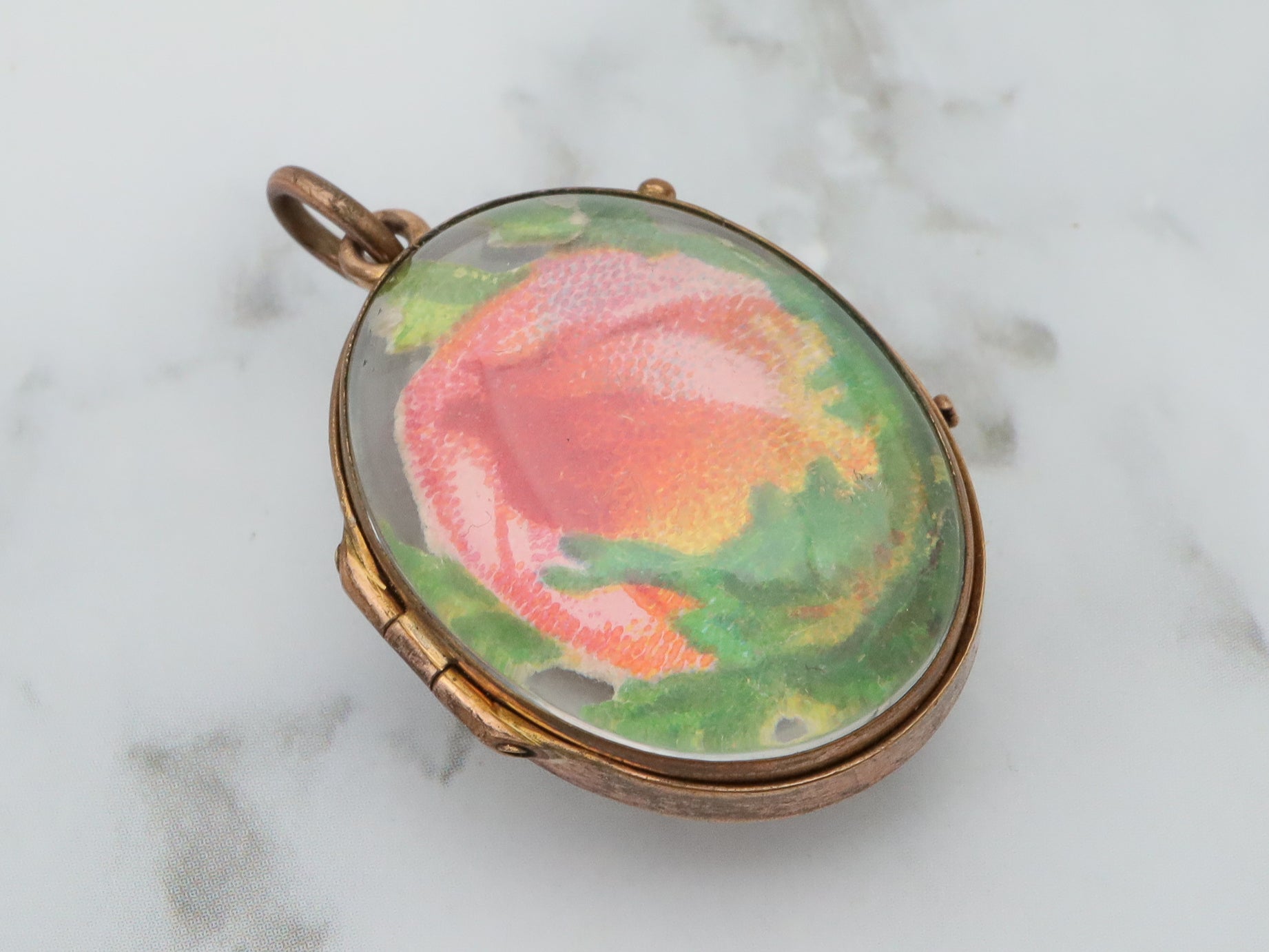 Antique Victorian gold filled glass dome locket pendant