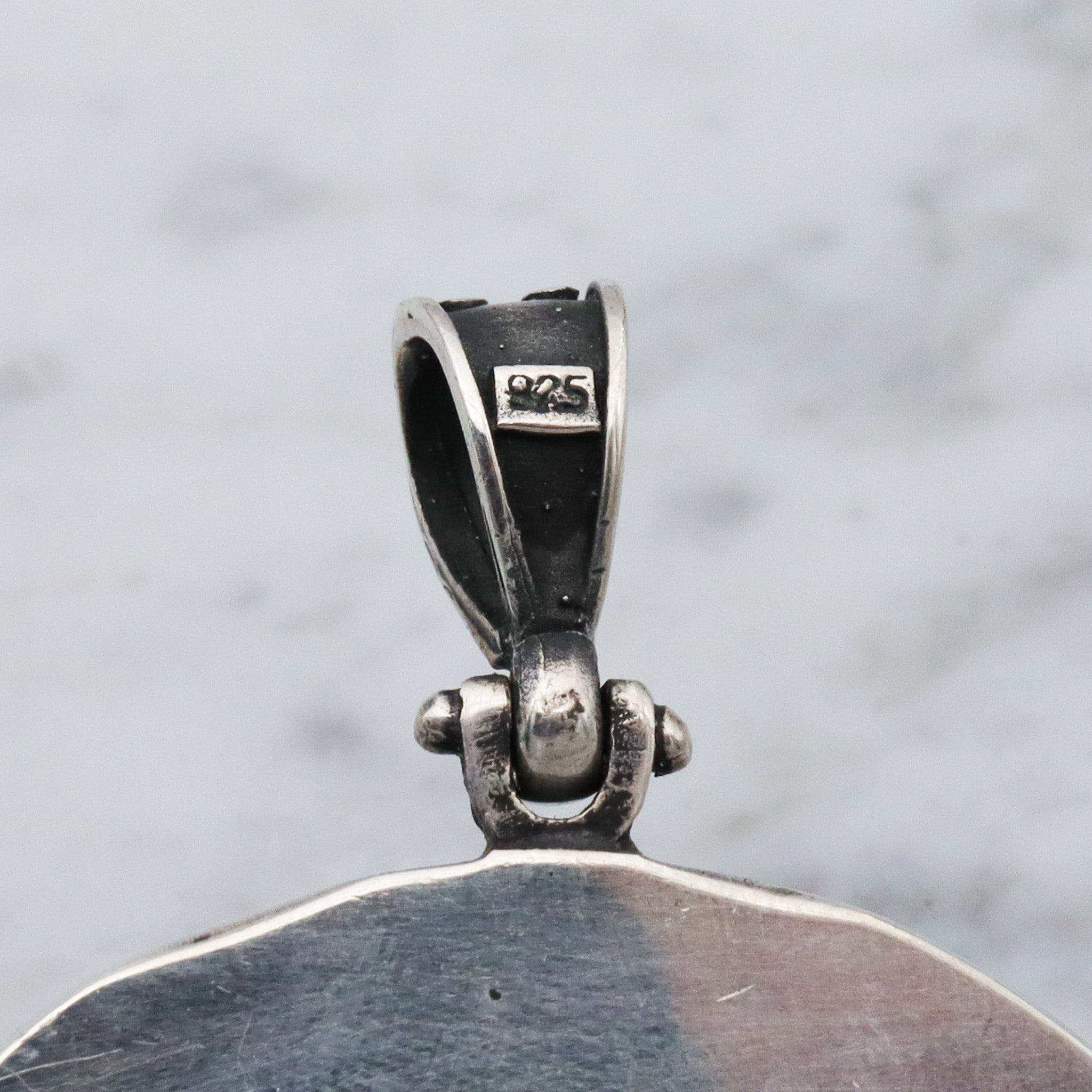 Vintage sterling silver turquoise and applied bead work pendant