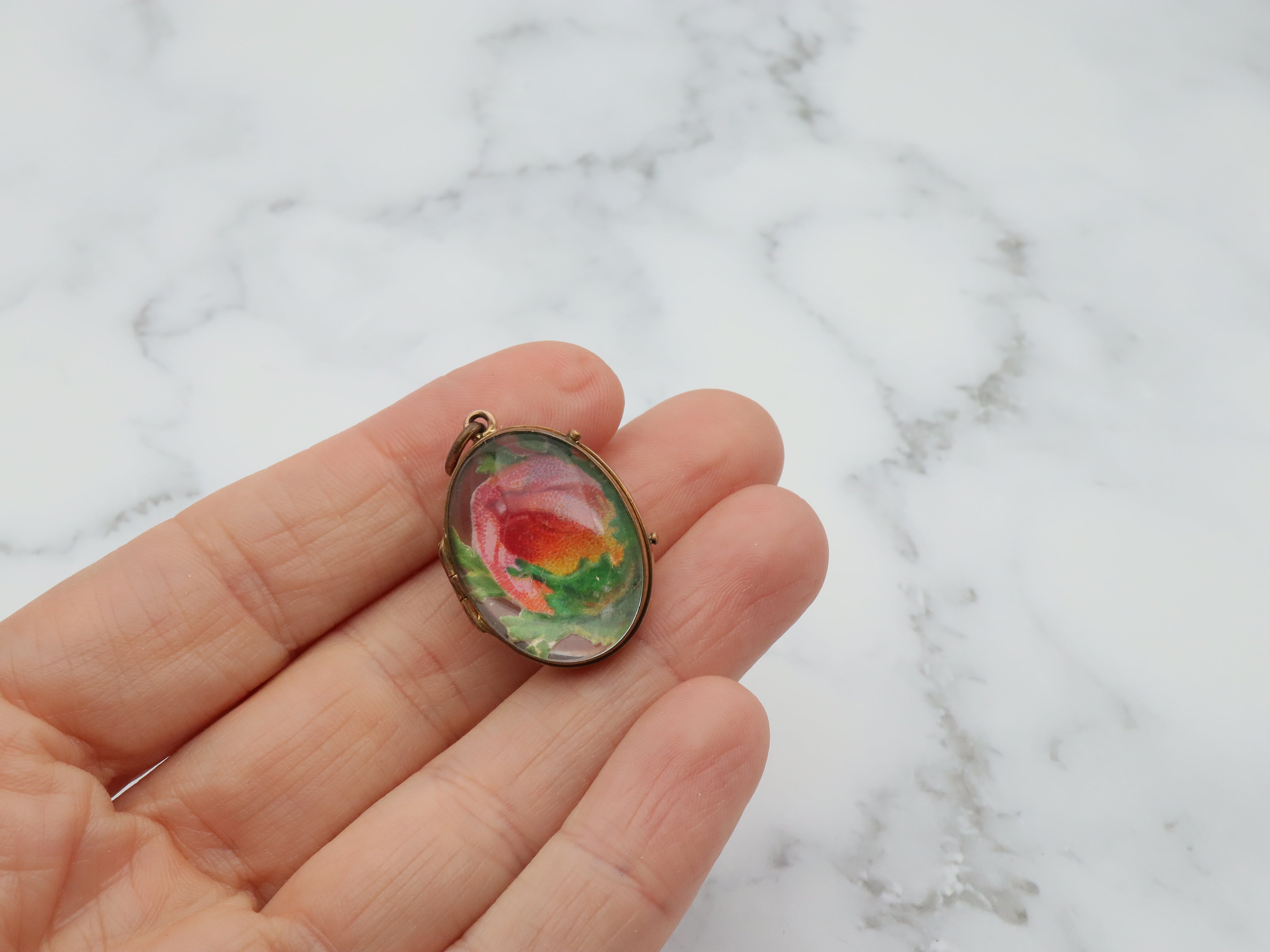 Antique Victorian gold filled glass dome locket pendant